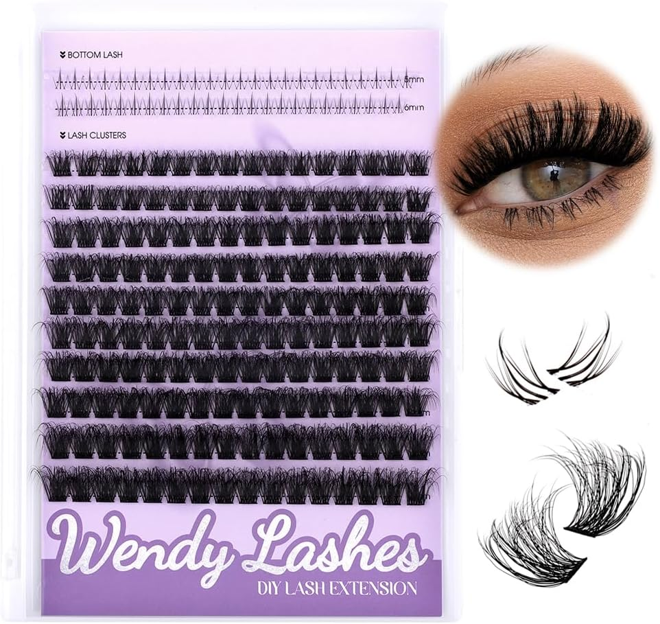 WENDY Lashes Clusters Multi-Type DIY Eyelash Extension - Lash Clusters 3D Effect C3 & Bottom Lashes, Black Cluster Eyelash Extensions Wispy Soft Individual Lashes Suitable for Beginners, 10-16 MM image number 1