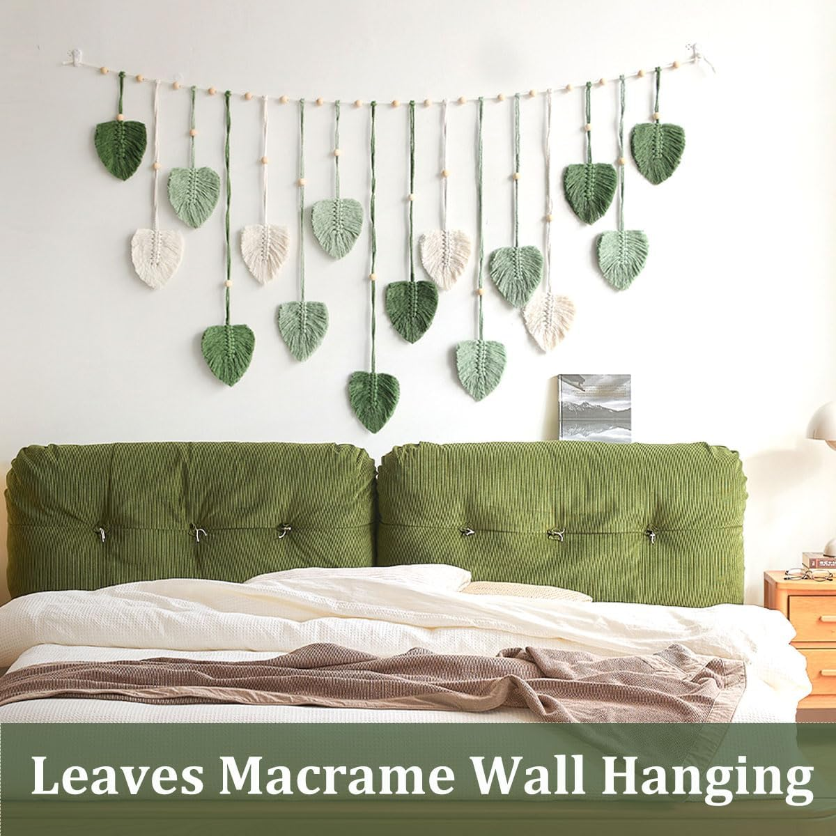 TRBSXRT Macrame Wall Hanging - Leaves Tapestry Wall Art for Living Room, Bedroom (47.2 X 30 Inches) image number 1