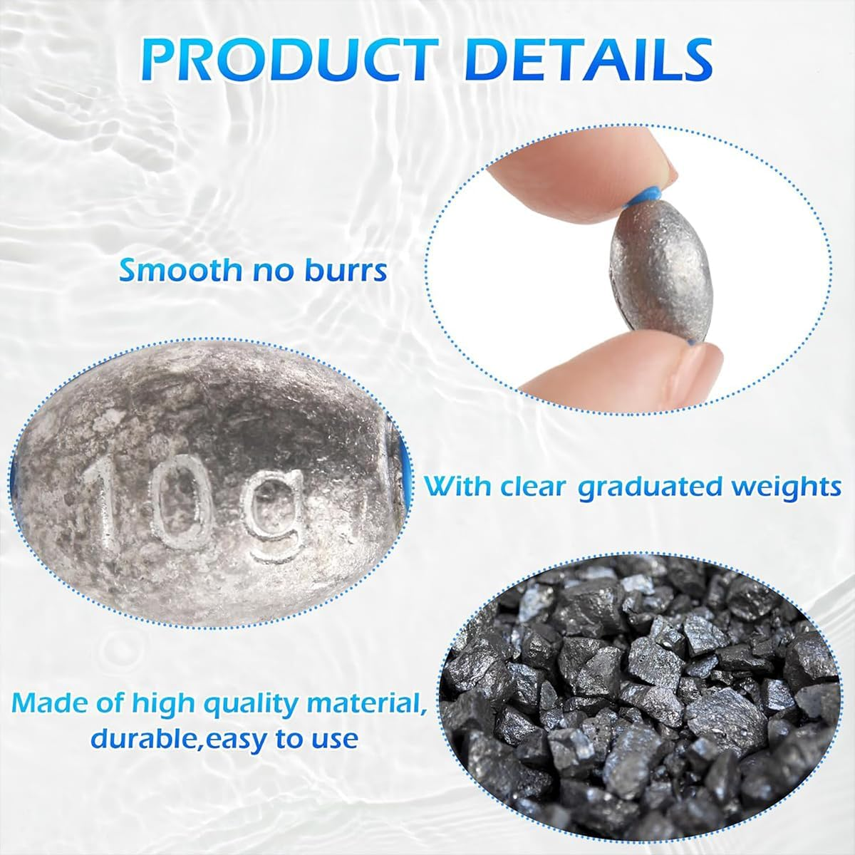 AIMALL 35 PCS Egg-Shaped Plastic Lead Pendant - 1.2Mm Aperture, Smooth Core Groove, Quick Sink Design, Durable Fishing Gear for Sea Rod and Raft Fishing image number 4