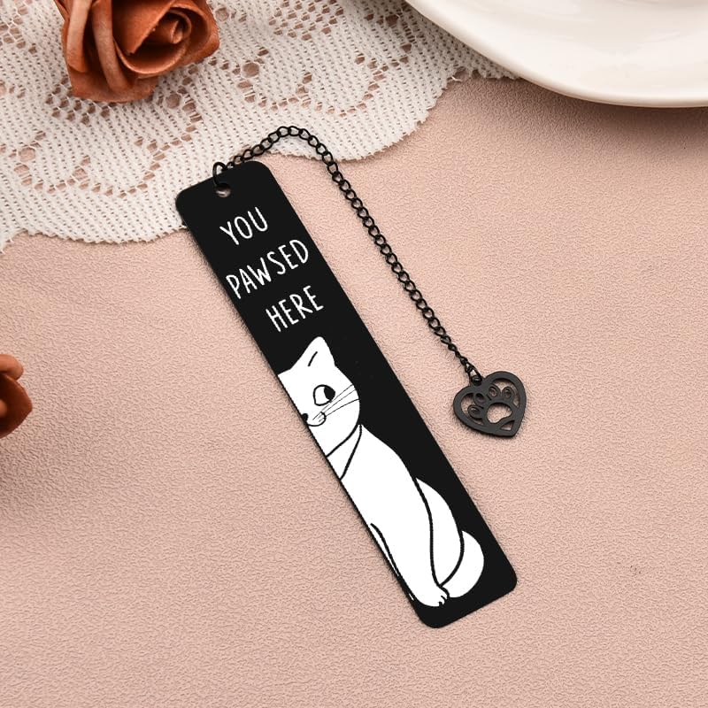 Cat Bookmark for Book Lovers Gifts for Women Men Bestie Friend Funny Cat Lover Christmas Birthday Gifts for Her Him Bookish Book Markers for Readings Cute Book Accessories Bookmarks with Black Tassel image number 5