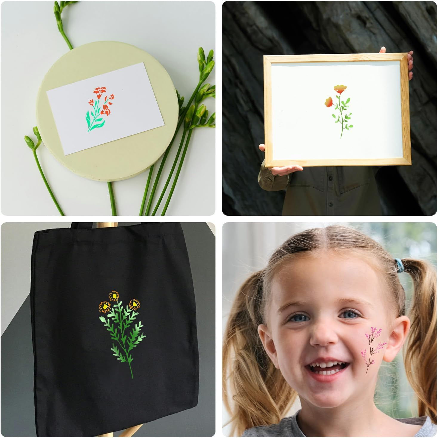 24Pcs Wildflower Stencils for Painting, Flower Leaf Stencils Reusable Floral Drawing Templates Crafts Stencils for Canvas Wood Craft Wall Art Decoration image number 3