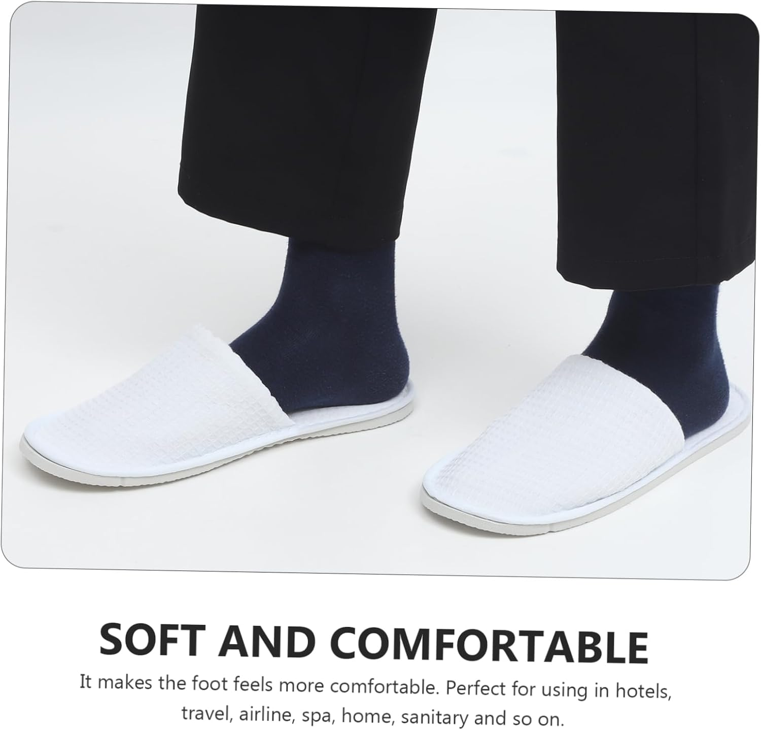 2Pairs Disposable Slippers for Hotel Beauty Salon Comfortable Travel Slippers Hotel Disposable for Guests image number 4