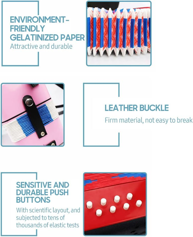 Accordion 17-Key 8 Bass Mini Small Accordion Educational Musical Instrument for Beginner Birthday Purple image number 2