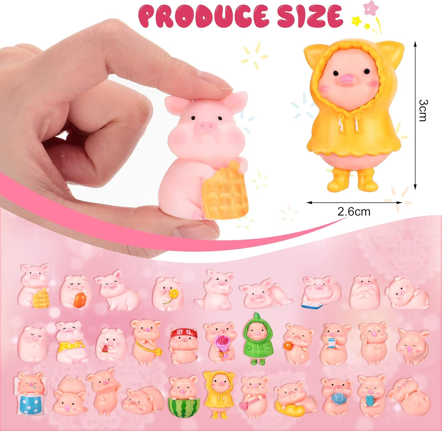 Maitys 31 Pieces Cute Pink Piggy Miniature Figurines Toys Pig Decor Toy Figurine Waterproof Tiny Party Decorations Mini Resin Garden for Cake Toppers Moss Landscape DIY Terrarium Crafts image number 5