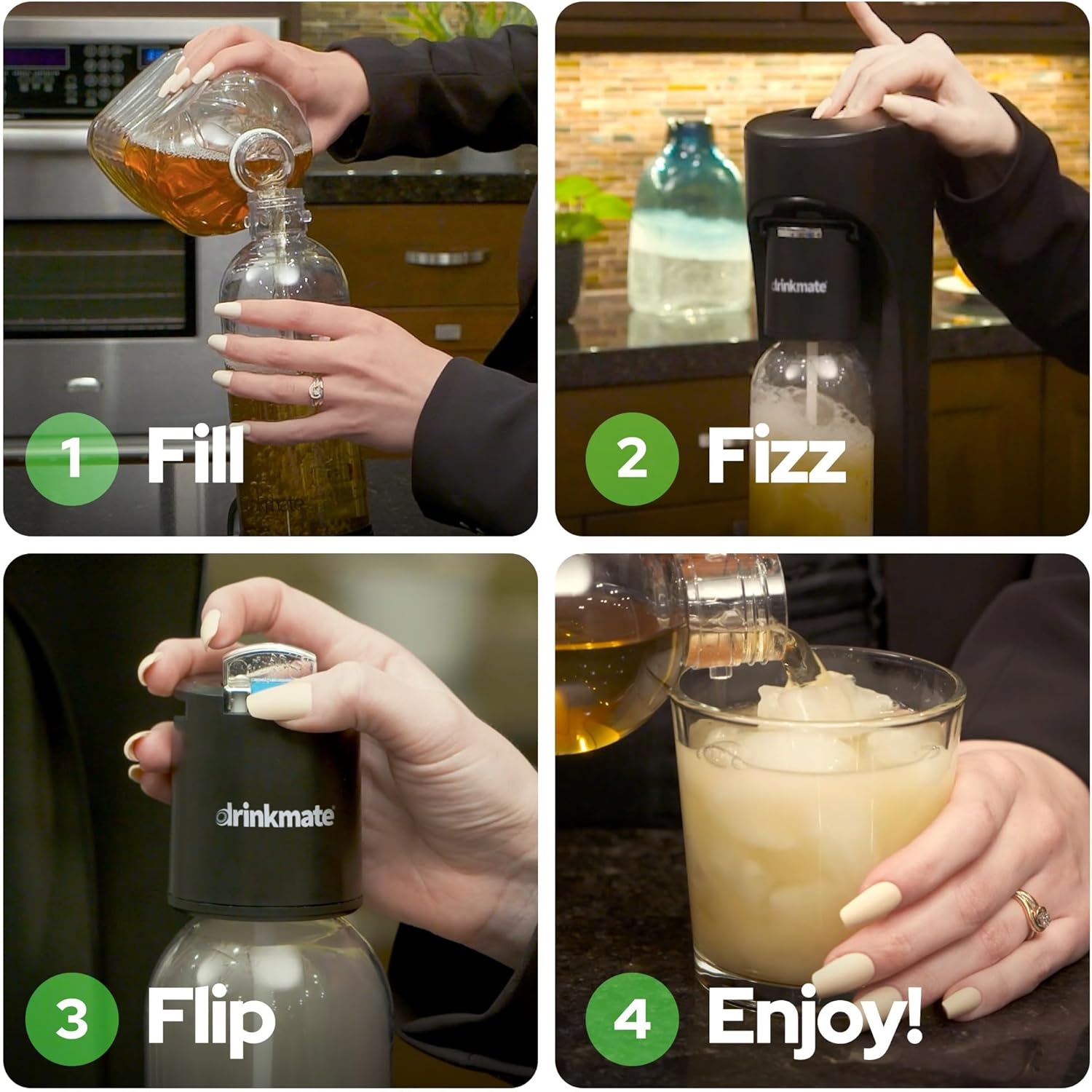 Drinkmate Omnifizz Sparkling Water and Soda Maker, Carbonates Any Drink without Diluting It, CO2 Cylinder Not Included (Classic White)