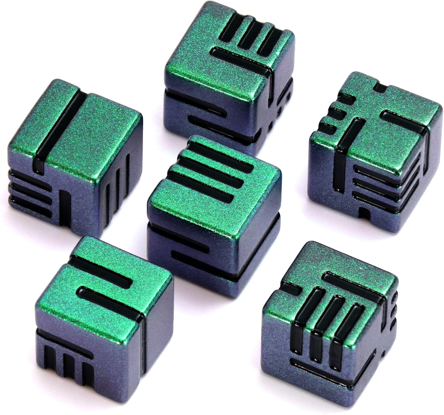 D6 Metal Dice Set 6 Pcs, Unique 6 Sided Die Great for DND Tabletop RPG Dungeons and Dragons Dice Collectors Gifts (D6 Black Green)