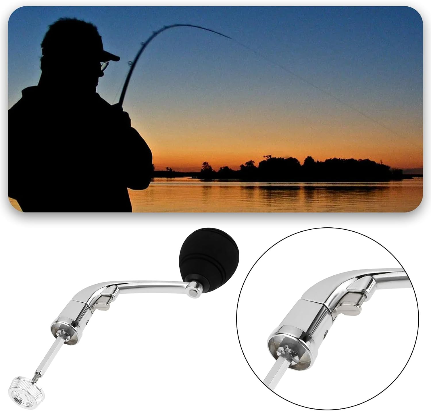 3PCS Fishing Reel Handle Aluminum Alloy with EVA Knob Fishing Spinning Reel Handle for 1000-7000 Series Spinning Reel 3 Size Silver image number 4