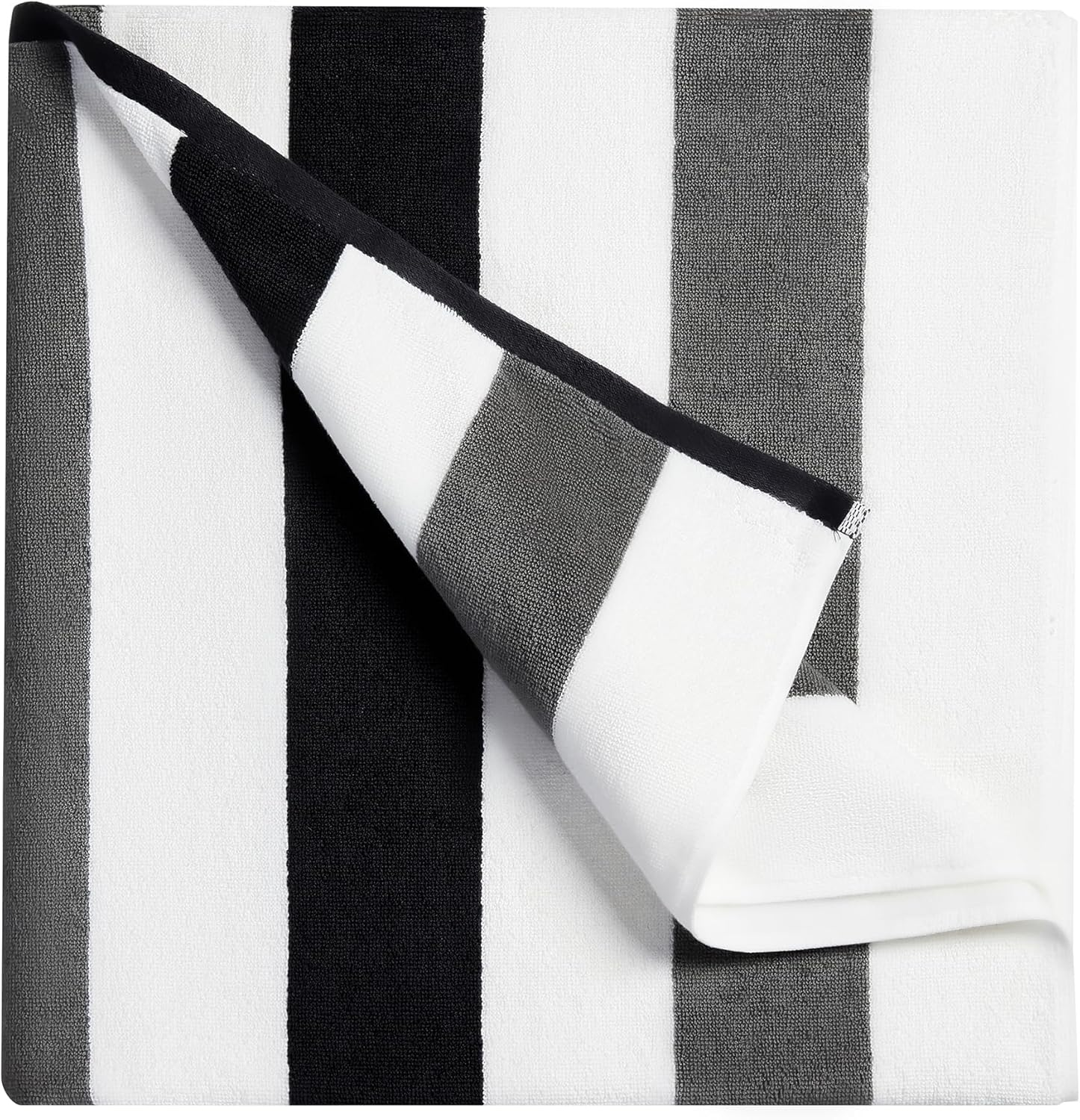 Oversized Cotton Beach Towel - 40"X70" Extra Large Plush Thick Stripe Pool Towel, XL Soft Striped Cabana Swimming Towels for Adults Mens Women Girls (White Navy Blue)