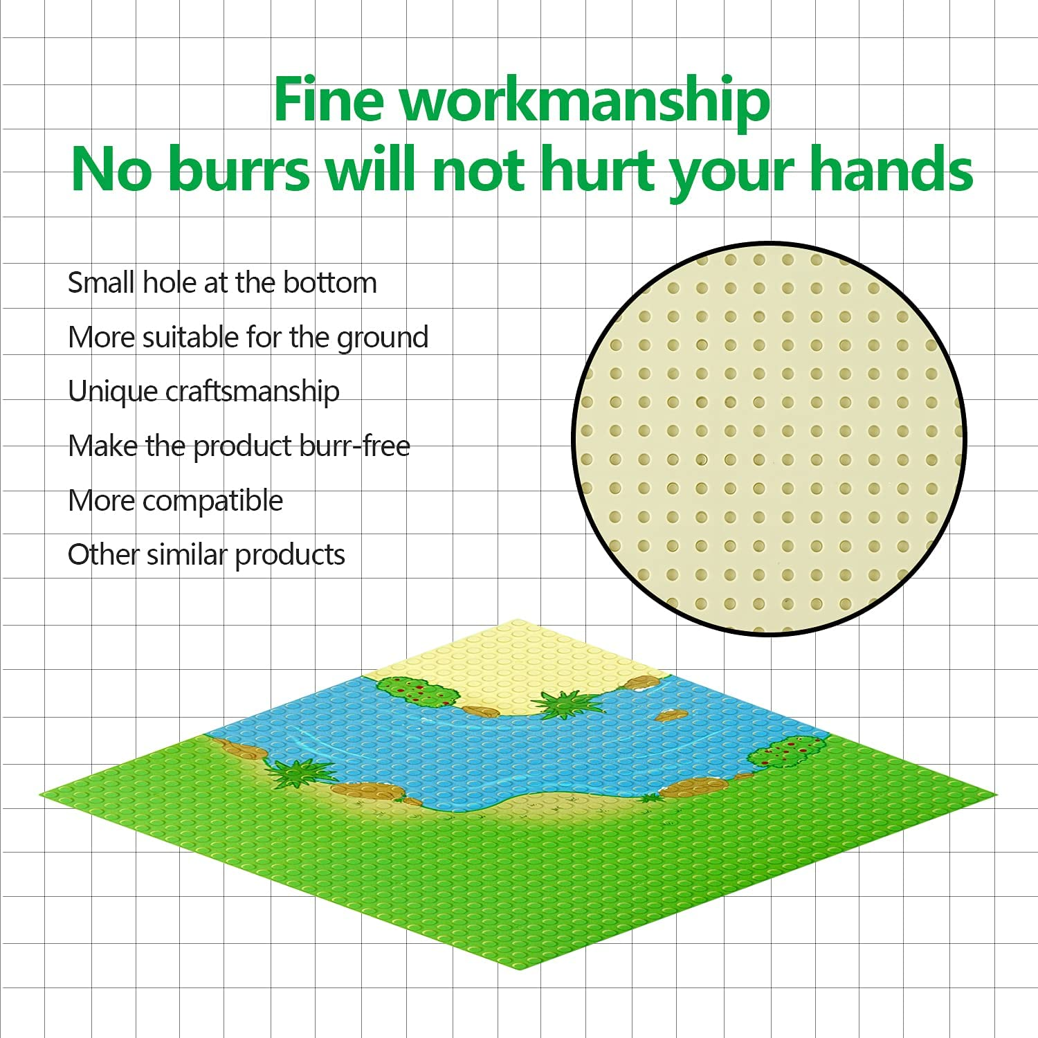 EKIND 2-Pack 10" X 10" Rainforest Base Brick Plate Compatible for All Major Brands, Scenes Baseplates for River, Forest Garden, Tropical Treehouse Scenery and More Building Blocks Kids Toy (2 Curve) image number 1