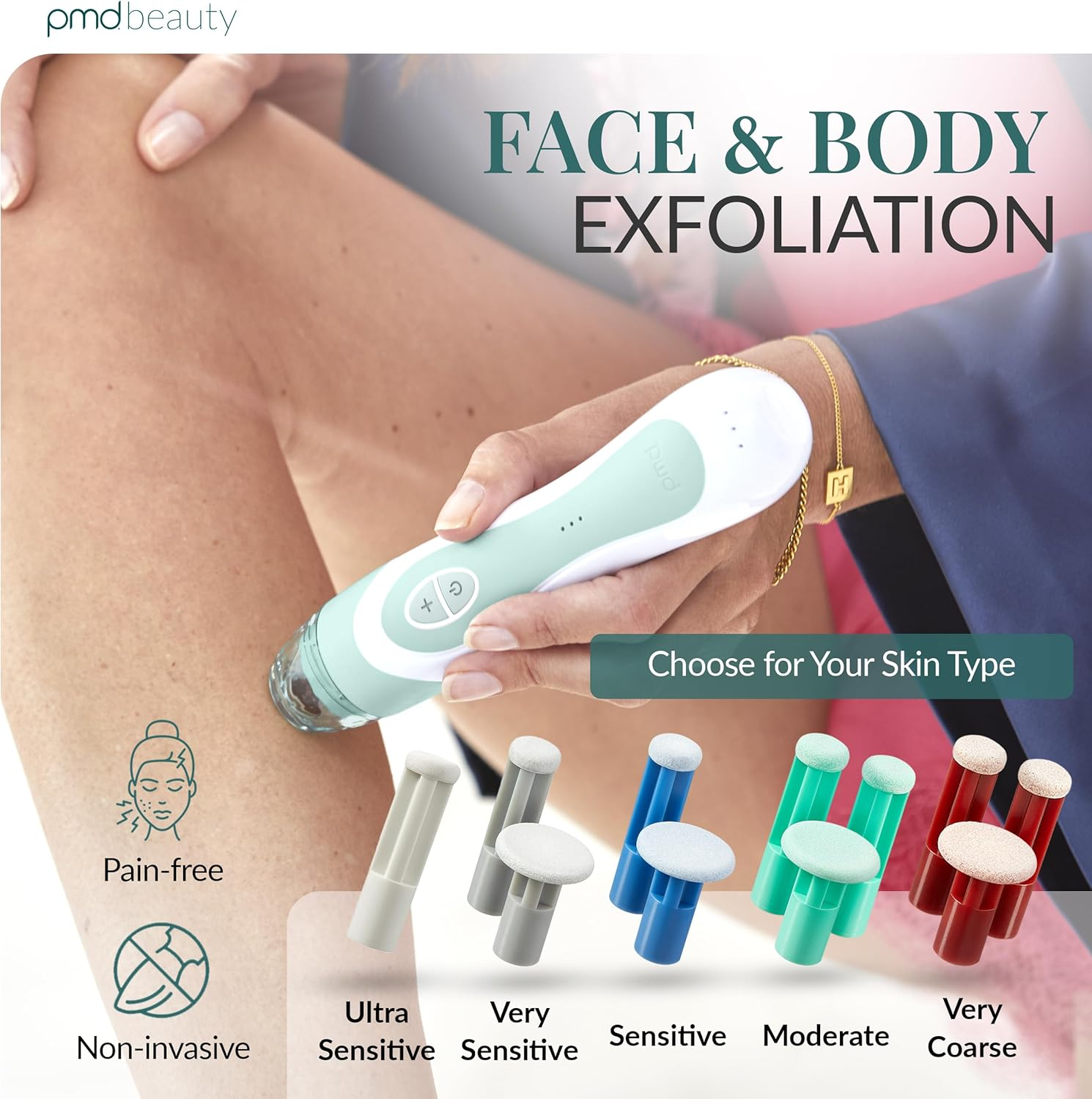 PMD Personal Microderm Elite Pro - At-Home Microdermabrasion Machine with Kit for Face & Body - Exfoliating Crystals and Vacuum Suction for Fresh and Radiant Skin - High, Moderate, & Low Speed and Suction Options - Cherry Blossom Pink image number 5