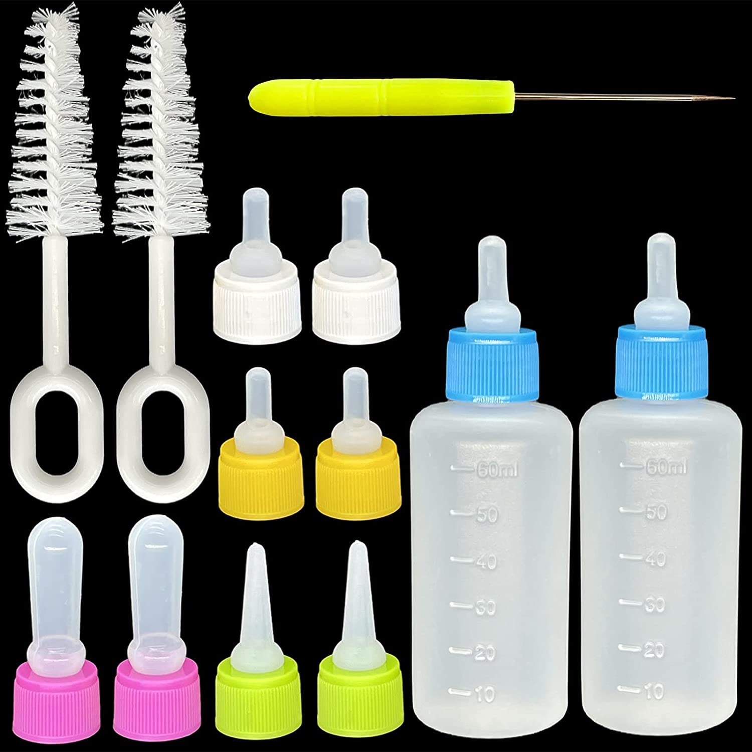 Pet Bottle Kit, Squeeze Liquid Replaceable Silicone Teat for Newborn Kittens, Puppies, Rabbits, Small Animals Replacement Teat Cat Feeding Bottle Feeding Tool image number 4