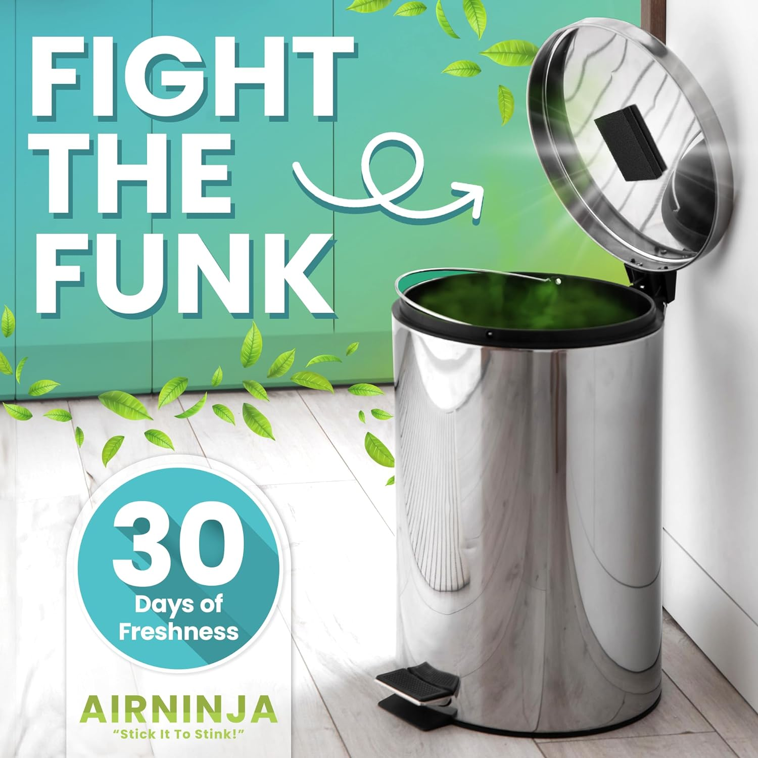 Trash Can and Diaper Pail Deodorizer Patch | Organic Odor Eliminator | 4 Month Supply | Beats Baking Soda and Charcoal Bags | Chemical and Fragrance Free