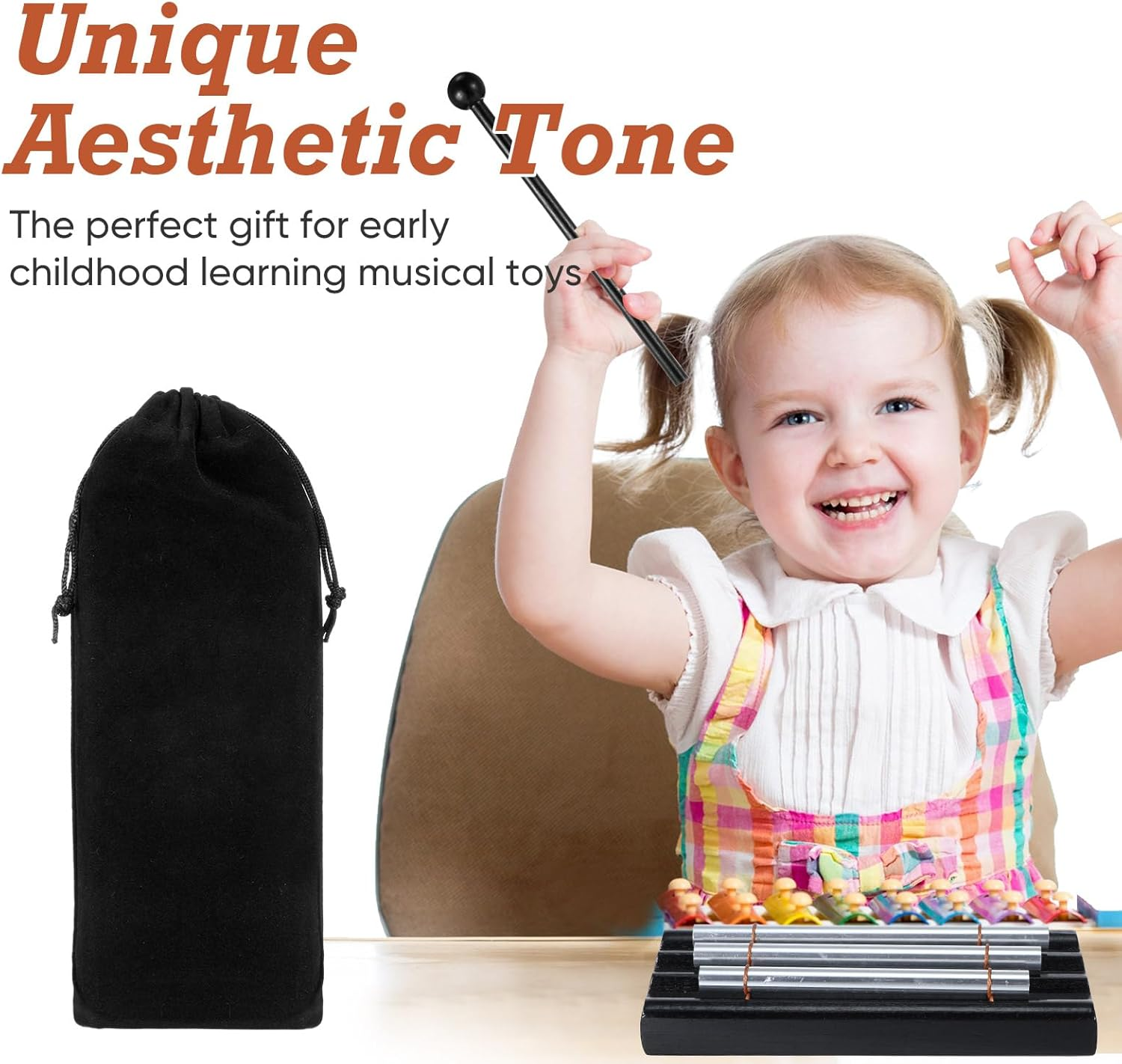 Classroom Chime Meditation Chimes Trio Teacher Three Tone Hand Bell for Management Mindfulness Percussion Instrument Reminder with Mallet Storage Bag for Prayer Teacher Gift Eastern Music Yoga image number 6