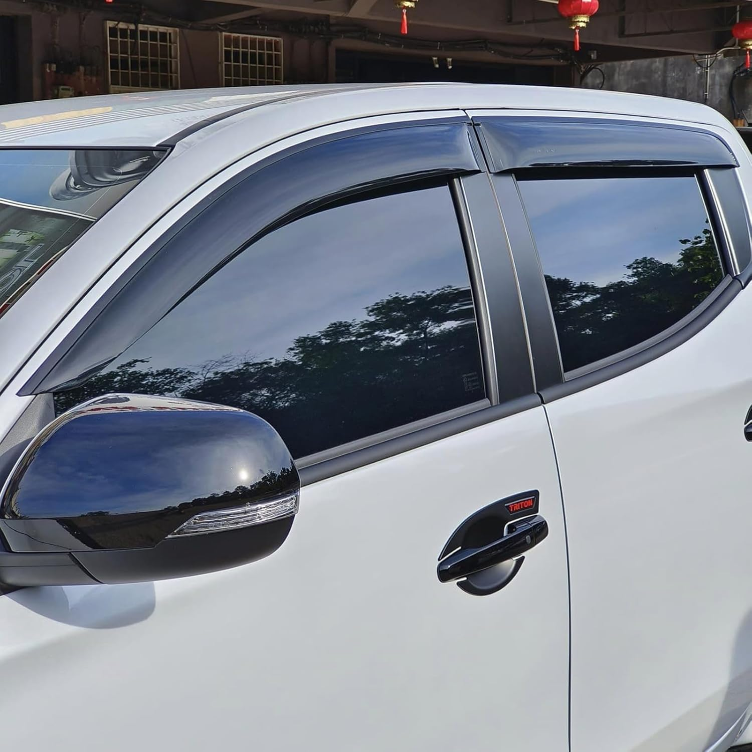 Weather Shields for Mitsubishi Triton MQ MR Accessories 2015-2024 Dual Cab, Window Visors Wind Deflectors Weathershields Car Sun Rain Guard Shield Injection Tinted Black, 4PCS