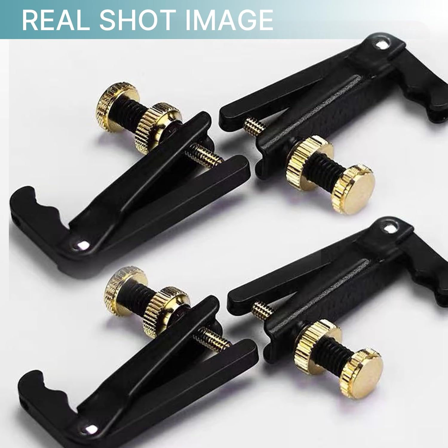 Violin Fine Tuners for 4/4-3/4 Violin, Stainless Metal String Spinner Adjuster, Nickel Plated anti Rust, 4 Pcs Black/Gold image number 4