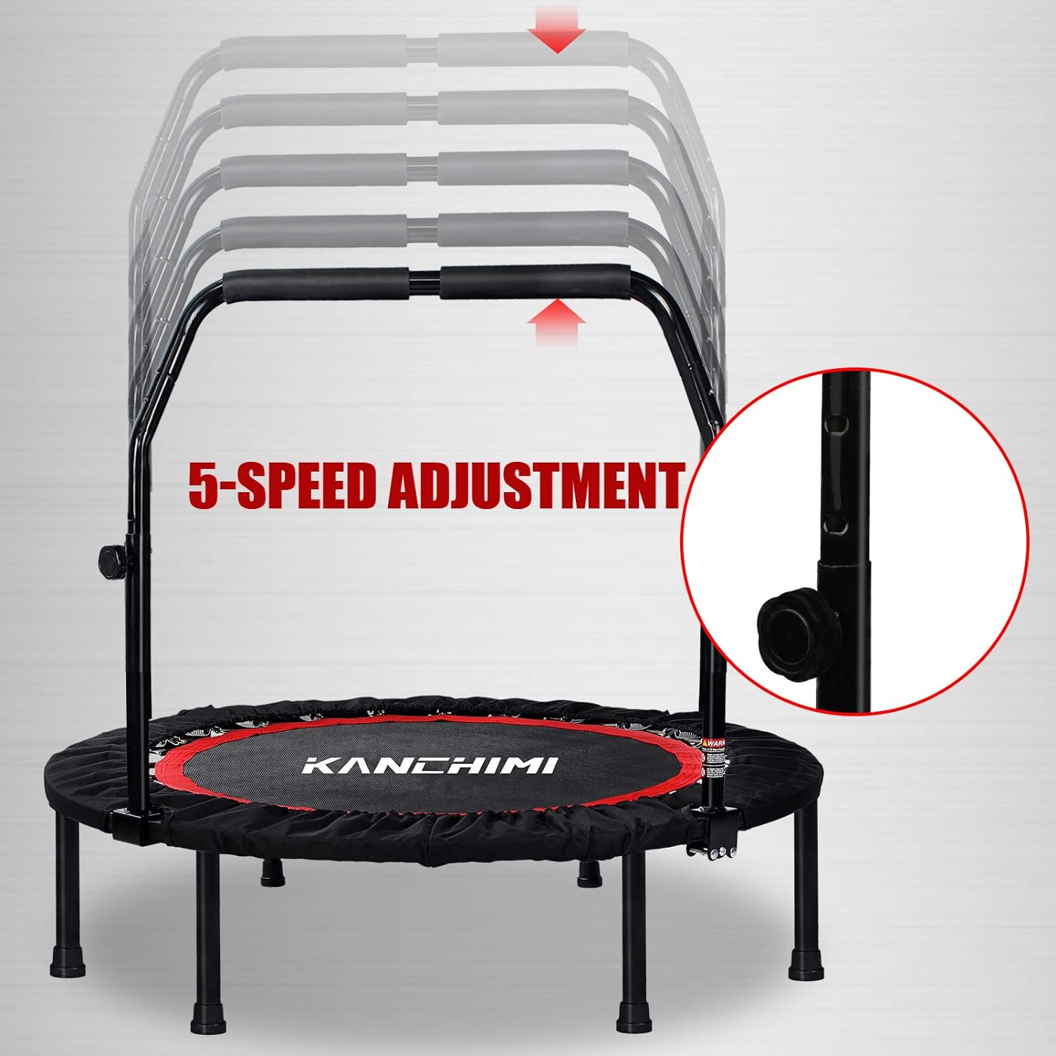 Kanchimi 40" Folding Mini Fitness Indoor Exercise Workout Rebounder Trampoline with Handle, Max Load 330Lbs - Black  Green image number 5