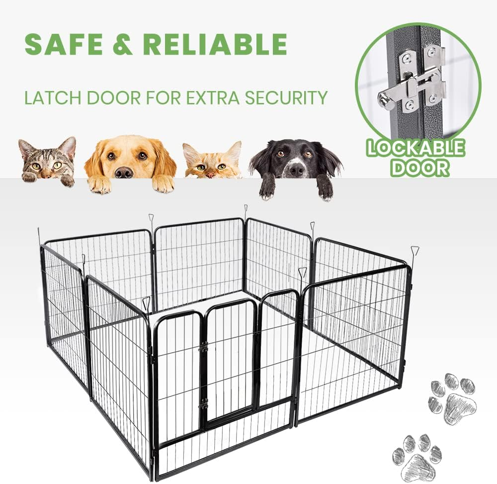 Taily Dog Playpen 8 Panel Pet Cage Puppy Pen Enclosure Fence Exercise Foldable Metal Play Yard 60CM image number 4