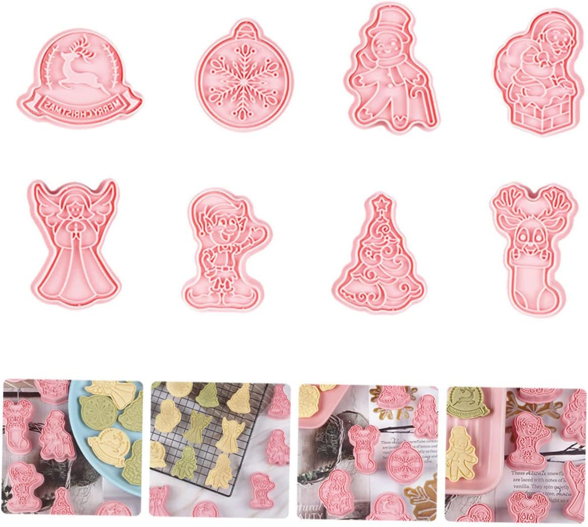 8Pcs Press Style Cookie Molds for Christmas Baking Biscuit Molds for Cookies Easy to Demold Festive Shapes For image number 6
