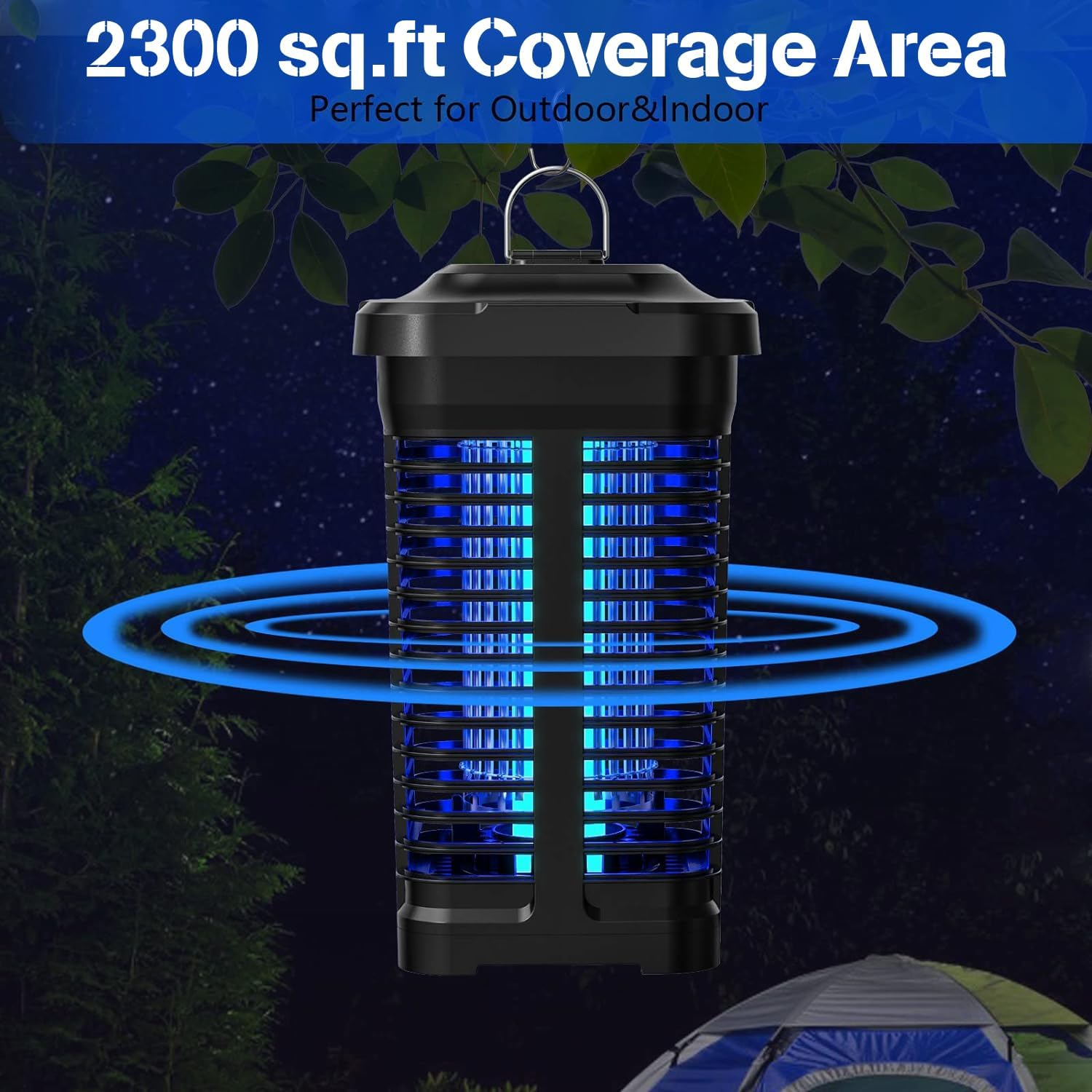 Bug Zapper Indoor Outdoor, 4300V 18W Electric Mosquito Killer, Mosquito Trap Fly Zapper Insect Killer with Light Sensor for Home, Garden, Backyard, Patio, Camping, 2300 Sq. Ft Coverage image number 5