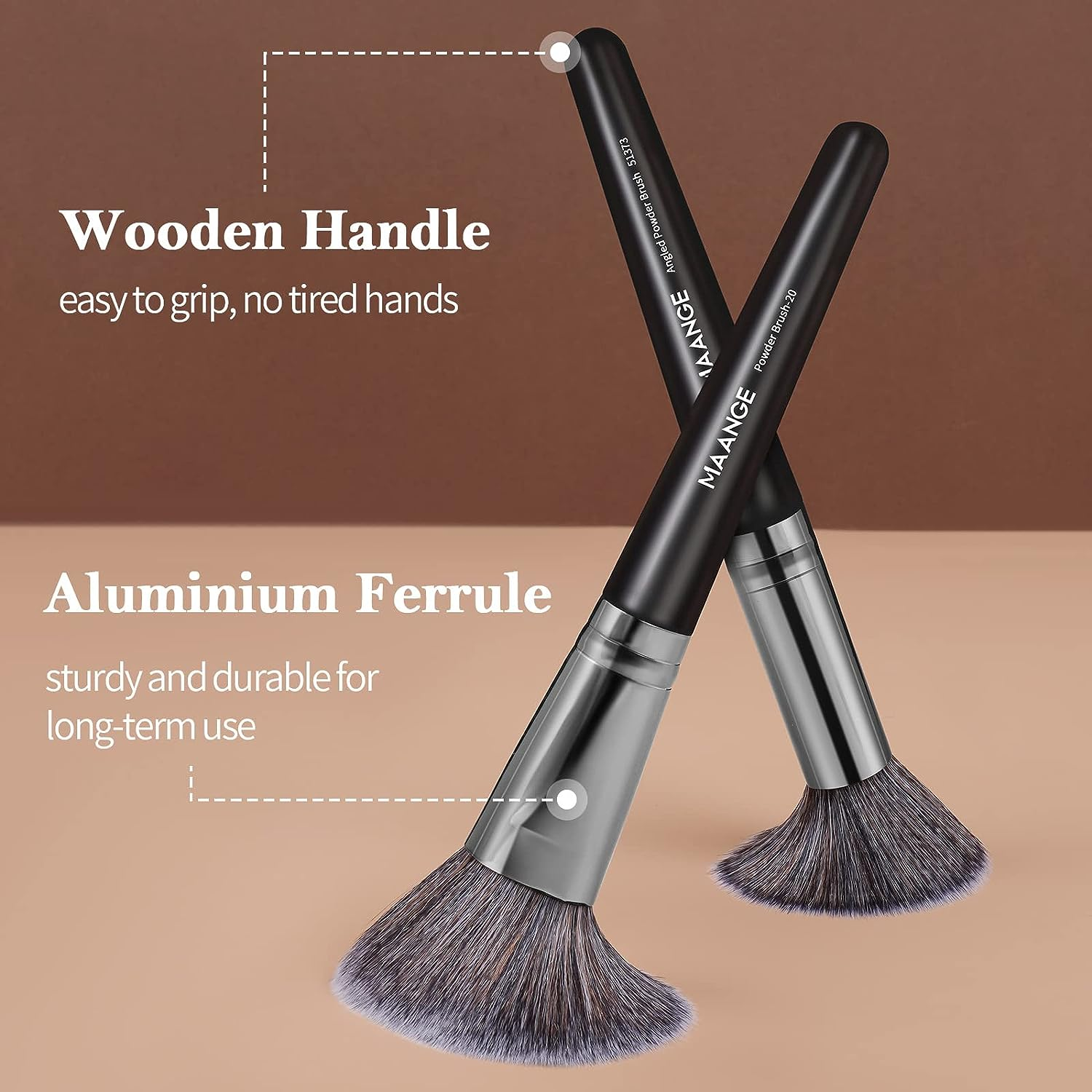 Make up Brushes, MAANGE 25Pcs Make up Brush Set Foundation Eyeshadow Blush Brush Blending Concealers Face Powder Eye Make up Brushes Set with Gift Box (Black) - Black image number 6