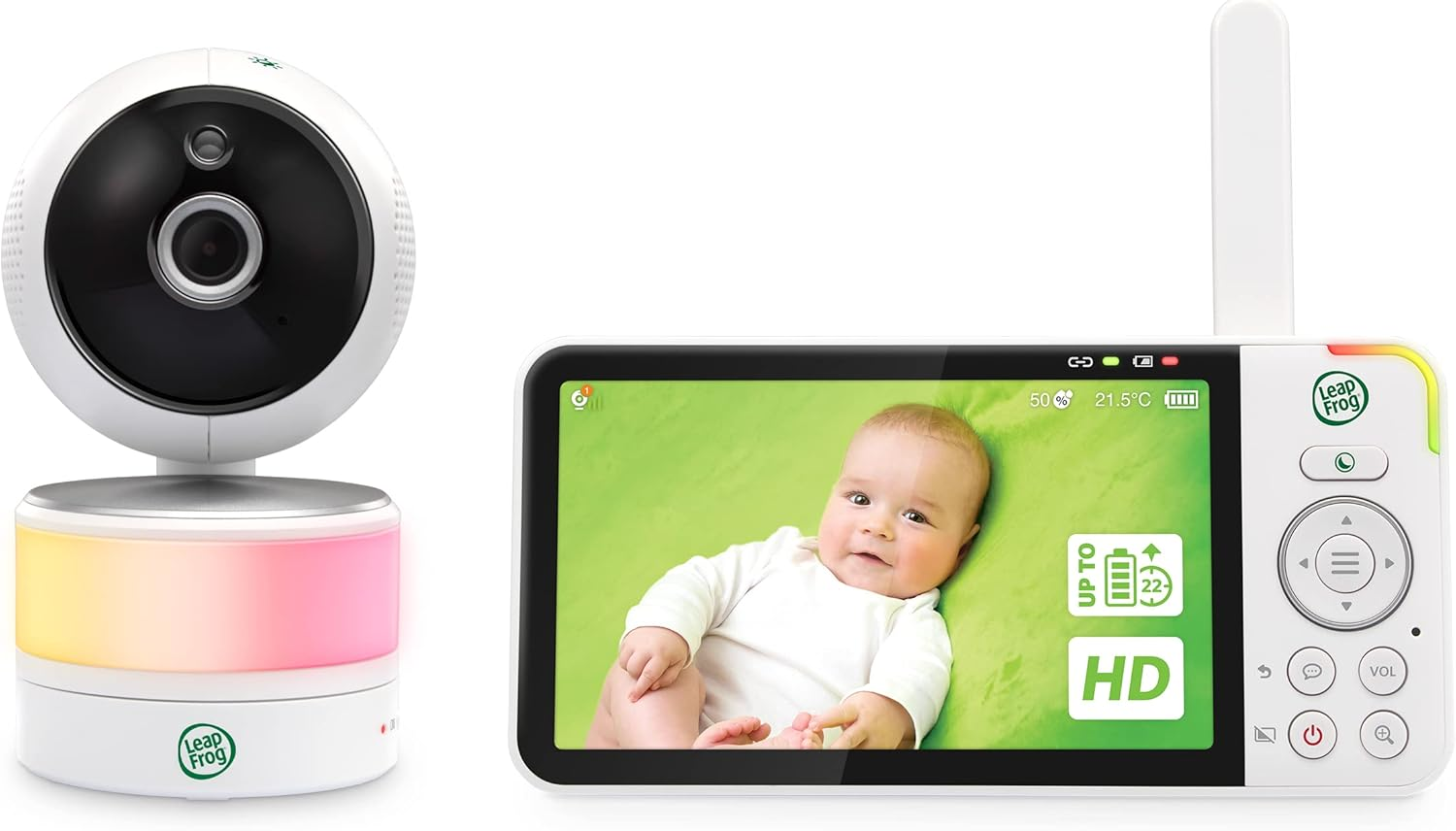 Leapfrog LF915HD 5" Pan & Tilt Video Baby Monitor, Colour Night Vision, Night Light, 2-Way Talk, Soothing Sounds, Temp/Humidity Sensor & Motion Detection, up to 15 Hours Battery Life image number 3