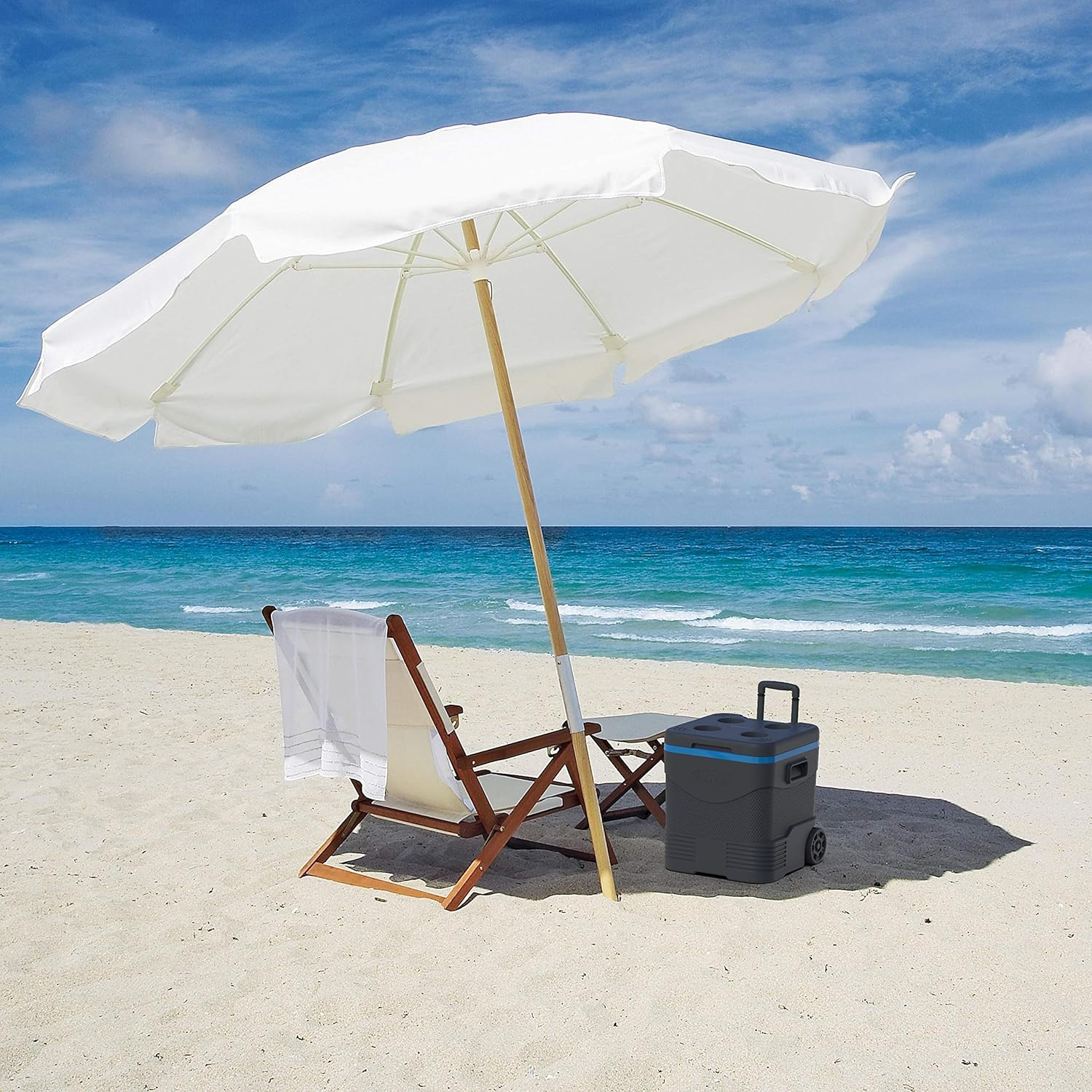 Duramax Trolley Ice Box, Cooler on Wheels, High Performance Cool Box with PU Insulation, Side Handles with Secure Lid Locking & Cup Holders on Lid, Anthracite & Blue image number 1