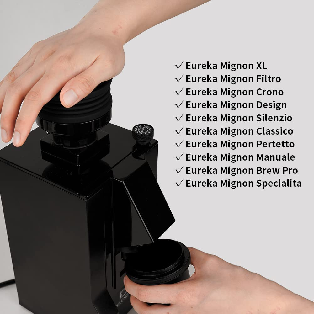 Coffee Grinder Single Dose Hopper Fit Eureka Mignon Grinder 2 in 1 Function Single Dose Hopper with Silicone Bellow Coffee Grinder Cleaning Accessories with Metal Lid Black