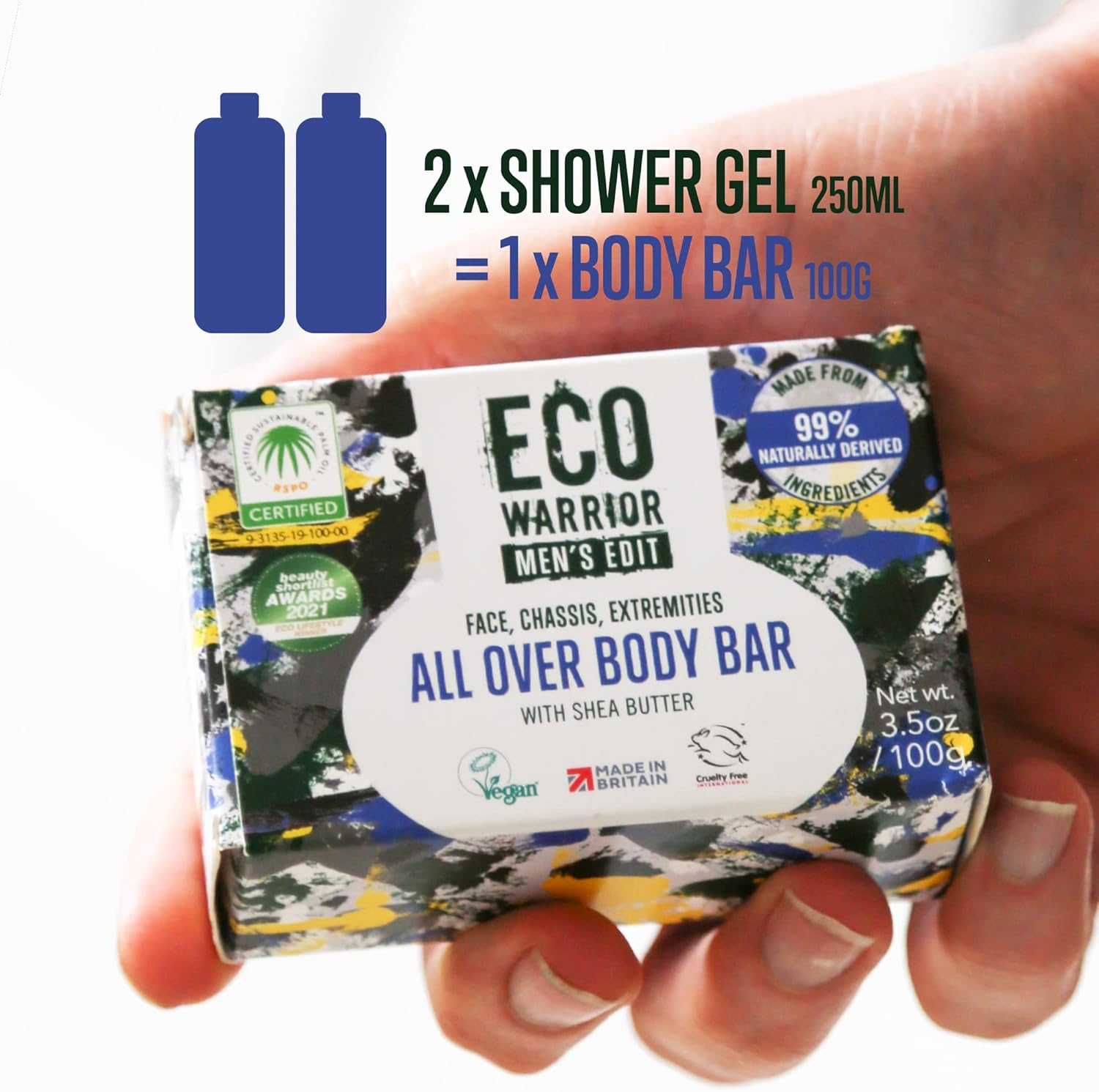 Eco Warrior Men&rsquo;S Edit All over Body Bar 100G, off White image number 6
