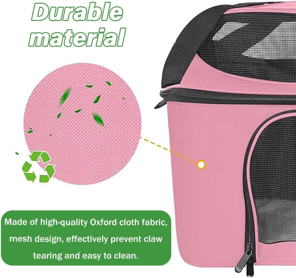 Portable Large Cat Cage, Foldable Soft-Sided Pet Bag, Breathable Outdoor Cat Carrier, Suitable for Small Dogs and Cats, Suitable for Indoor and Outdoor Parties, Outdoor Camping, and Travel. (Pink) image number 2