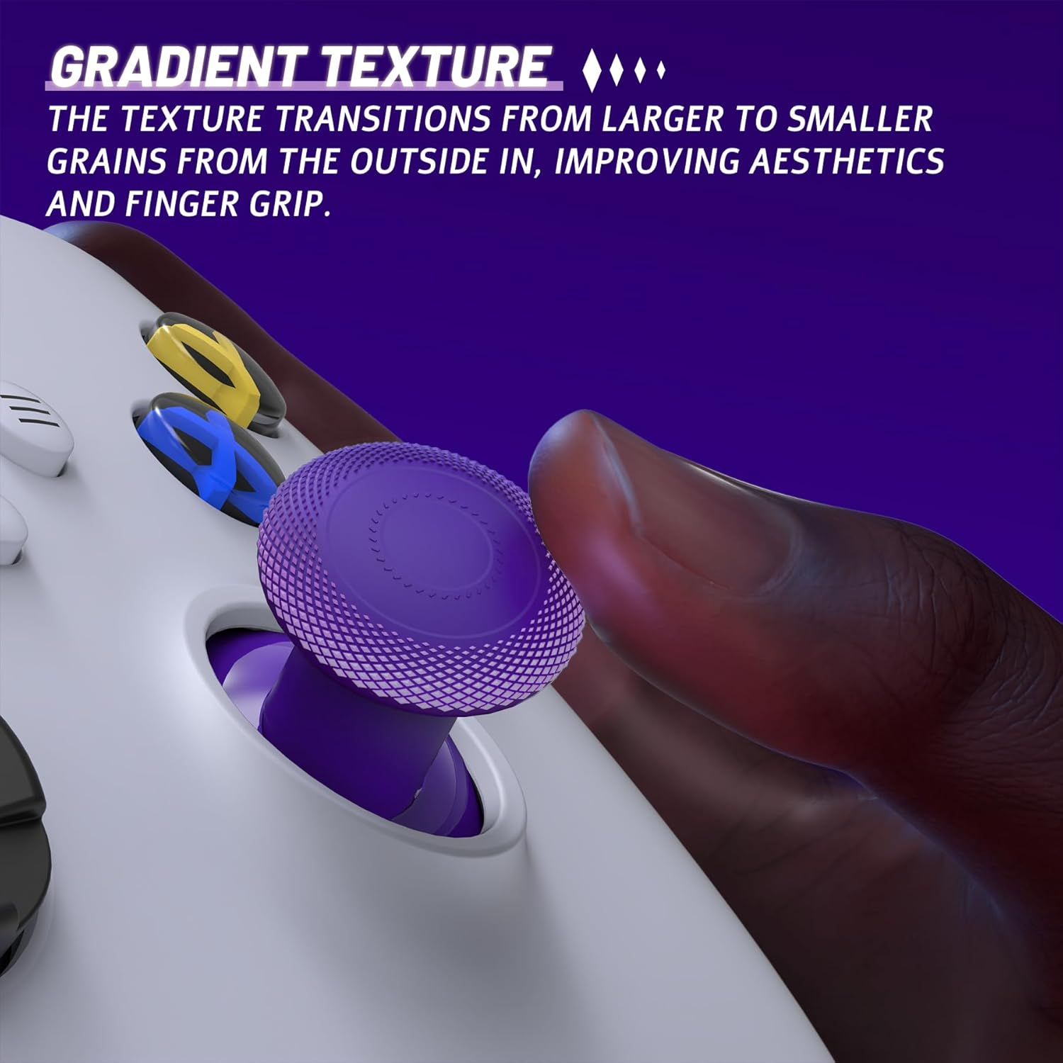 Extremerate Thumbsgear V3 Interchangeable Thumbsticks for Xbox Core Controller, 4 Height Adjustable Convex and Concave Grip Joysticks for Xbox One S/X/Elite, for Nintendo Switch Pro Controller -Purple image number 1