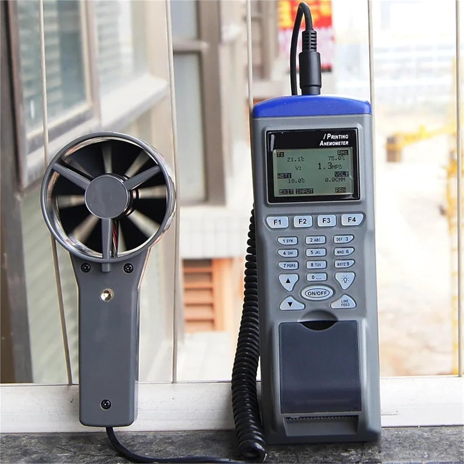Anemometer Air Flow Meter Temperature and Humidity Tester Wet Bulb Datalogger Temperature Recorder image number 1
