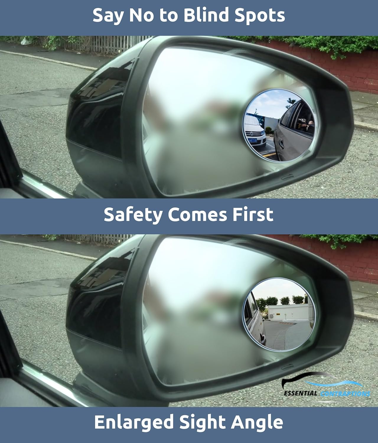 Essential Contraptions Best Blind Spot Mirror - 4 Pack Oval Convex Self Stick, Rust Resistant Aluminium 2" Rear View Blind Spot Mirrors 4Pcs - Universal Fit for SUV & Cars image number 4