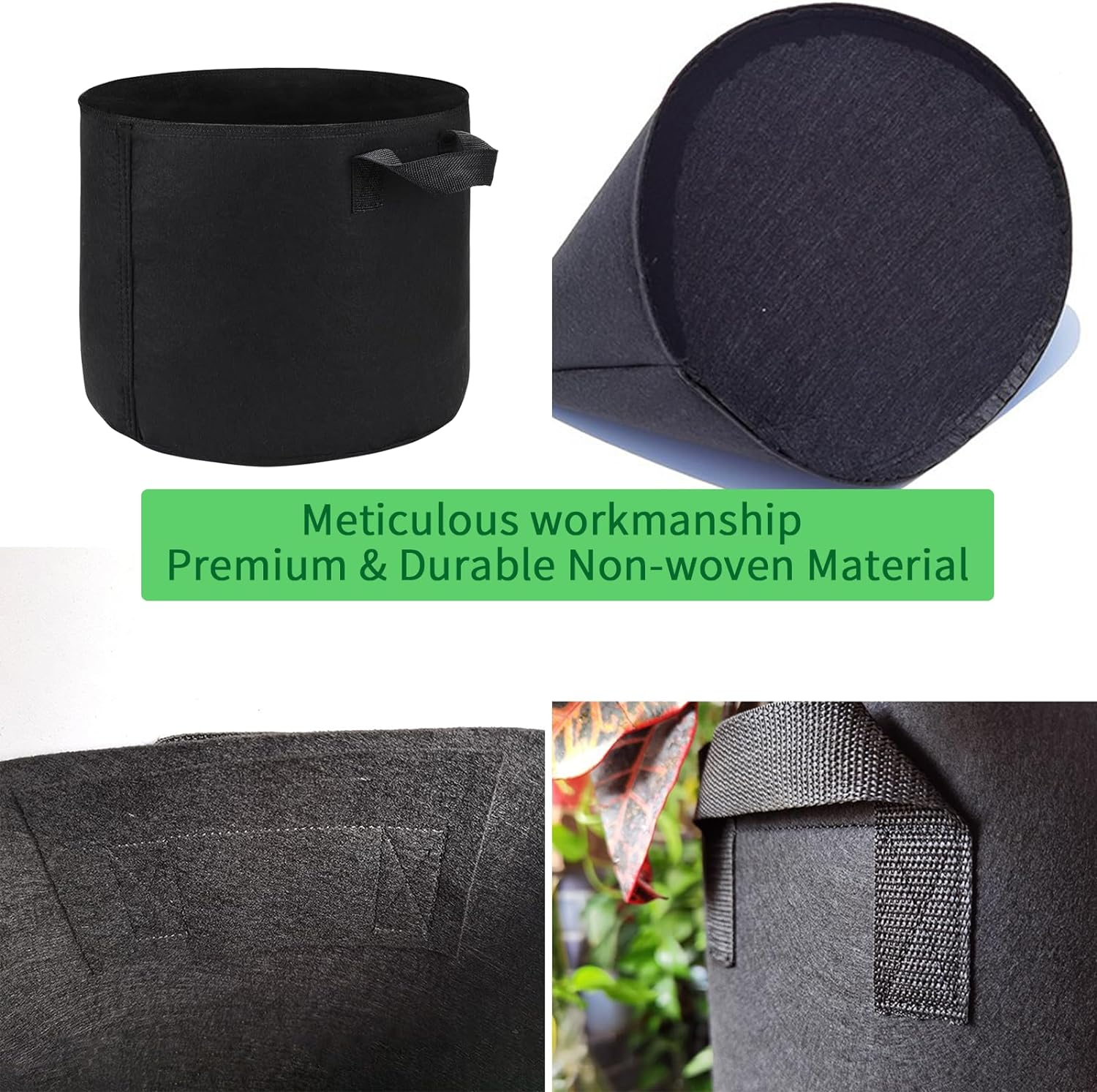 10-Pack 7 Gallon Plant Grow Bags, Heavy Duty Nonwoven Aeration Fabric Pots, Reusable Garden Planter Pots for Vegetables, Flowers, Plants (7 Gallon) image number 6