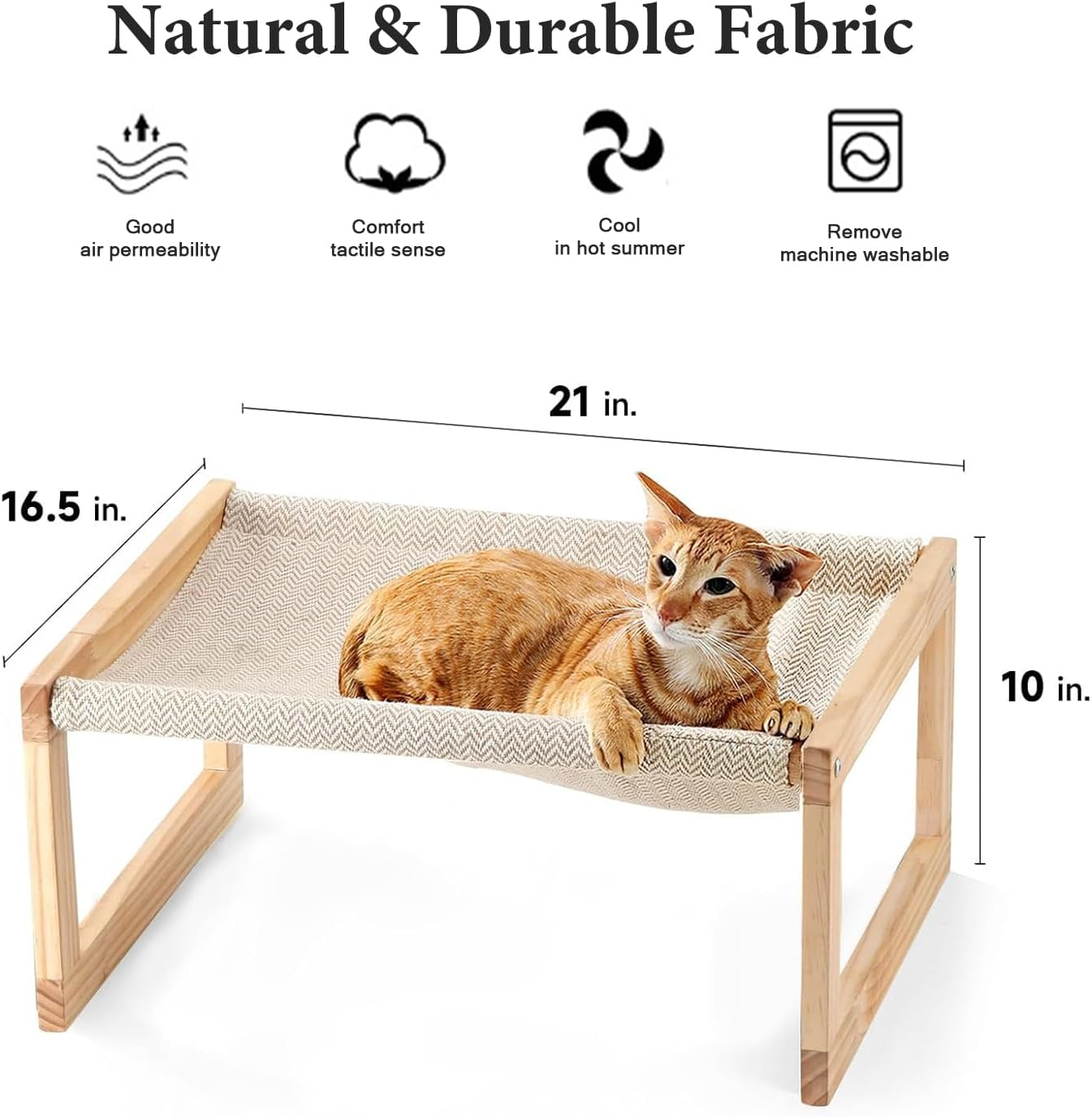 Cat Bed， Wooden Hammock Cat Bed， Cooling Outdoor Bed for All Seasonscat Beds, 20.5 X 16.5 Inch Cat Couch, Suitable for Cats, Dog, Bunny, Rabbit, Kitten and Small Animal image number 6