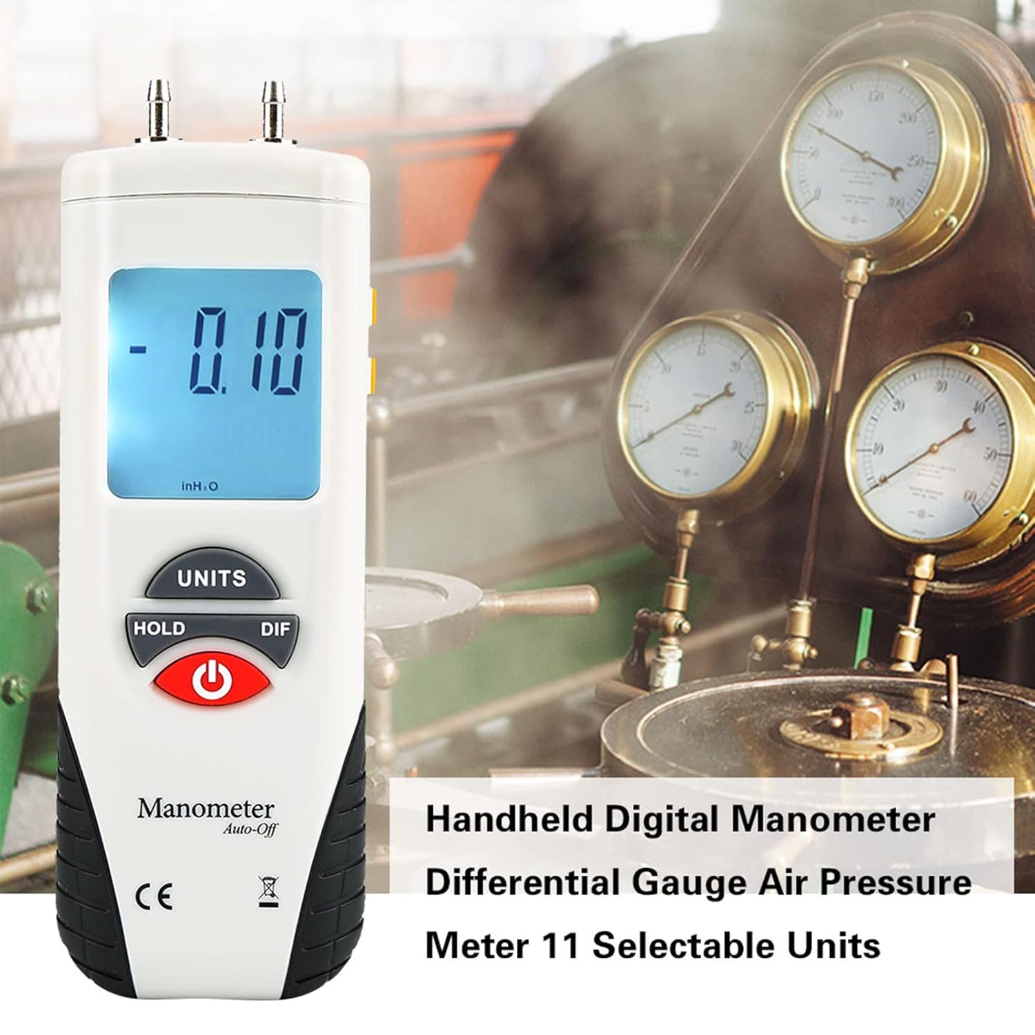 HT-1890 Digital Manometer Air Pressure Differential Pressure Meter with Large LCD Backlight for HVAC Clean Room Testing image number 6