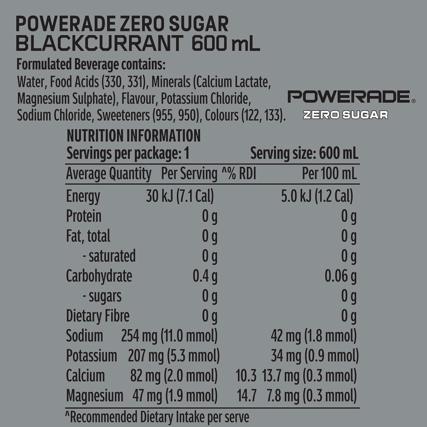 Powerade Zero Sugar Blackcurrant Sipper Cap Multipack Bottles 12 X 600Ml image number 2
