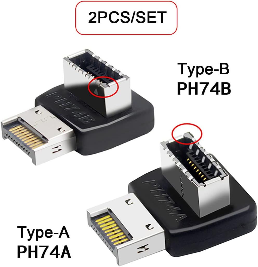 Cablecc 2Pcs USB 3.1 Front Panel Header Male to Female Type-E Motherboard Extension Data Adapter image number 4