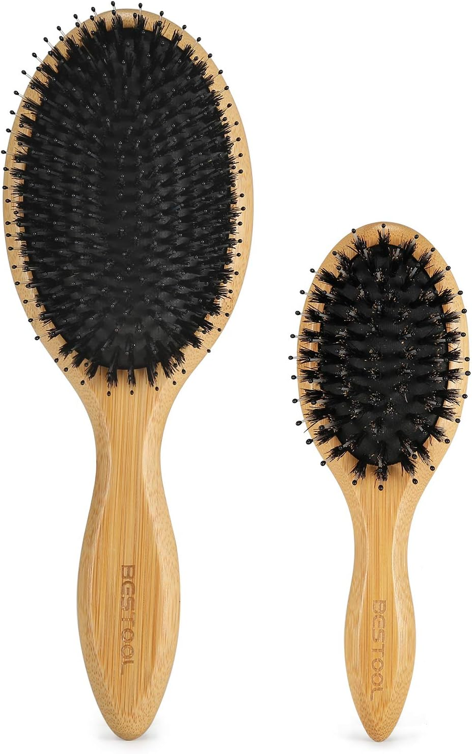 BESTOOL Pack of 2 Hair Brushes (Normal & Small), Boar Bristle Brush Home and Travel Hair Brushes, Bamboo Styling Brush for All Wet or Dry Hair image number 4