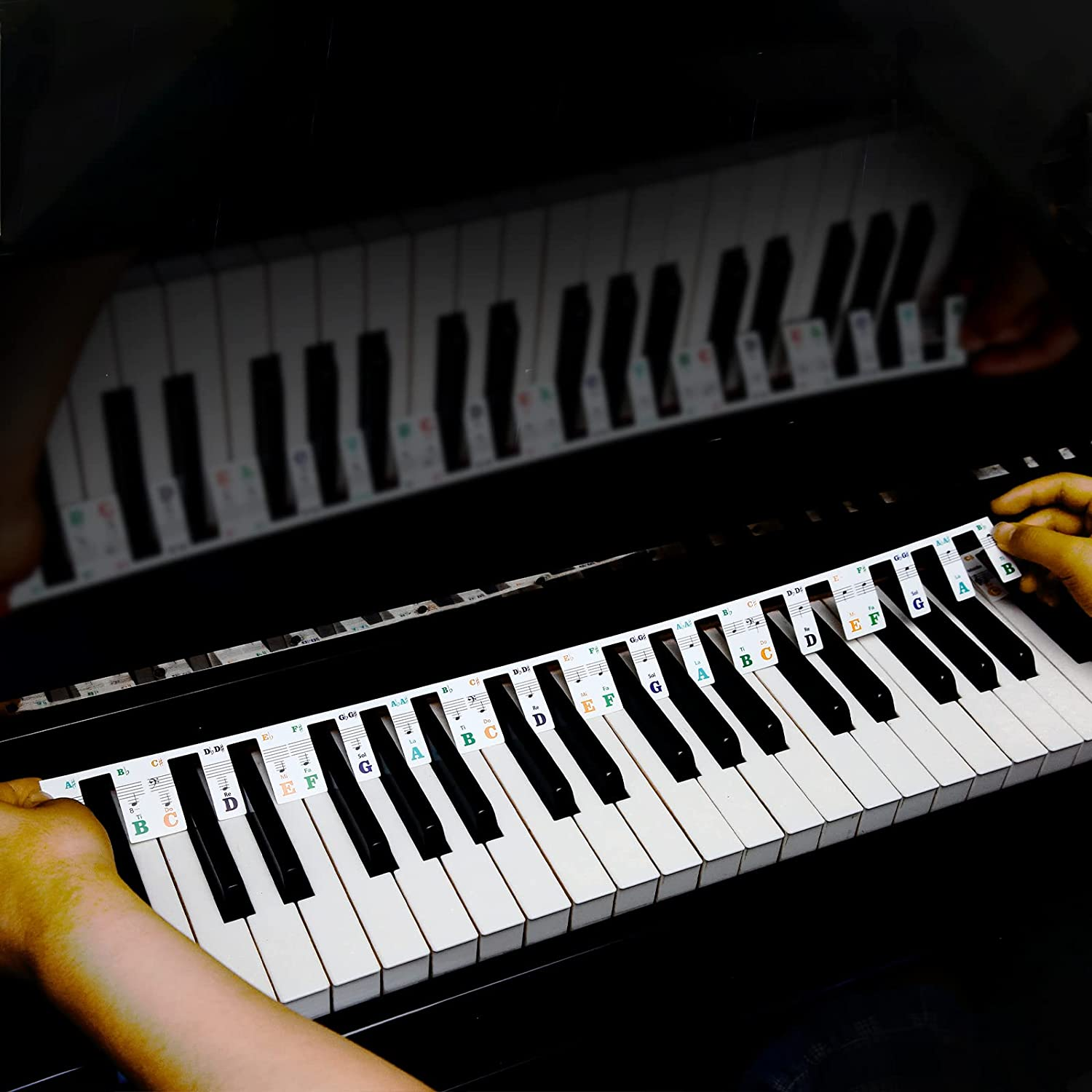 Piano Keyboard Stickers, Full-Size Piano Rake Key Labels Overlay Removable for Beginners Kids (88 Full Keys - Style 2) image number 2