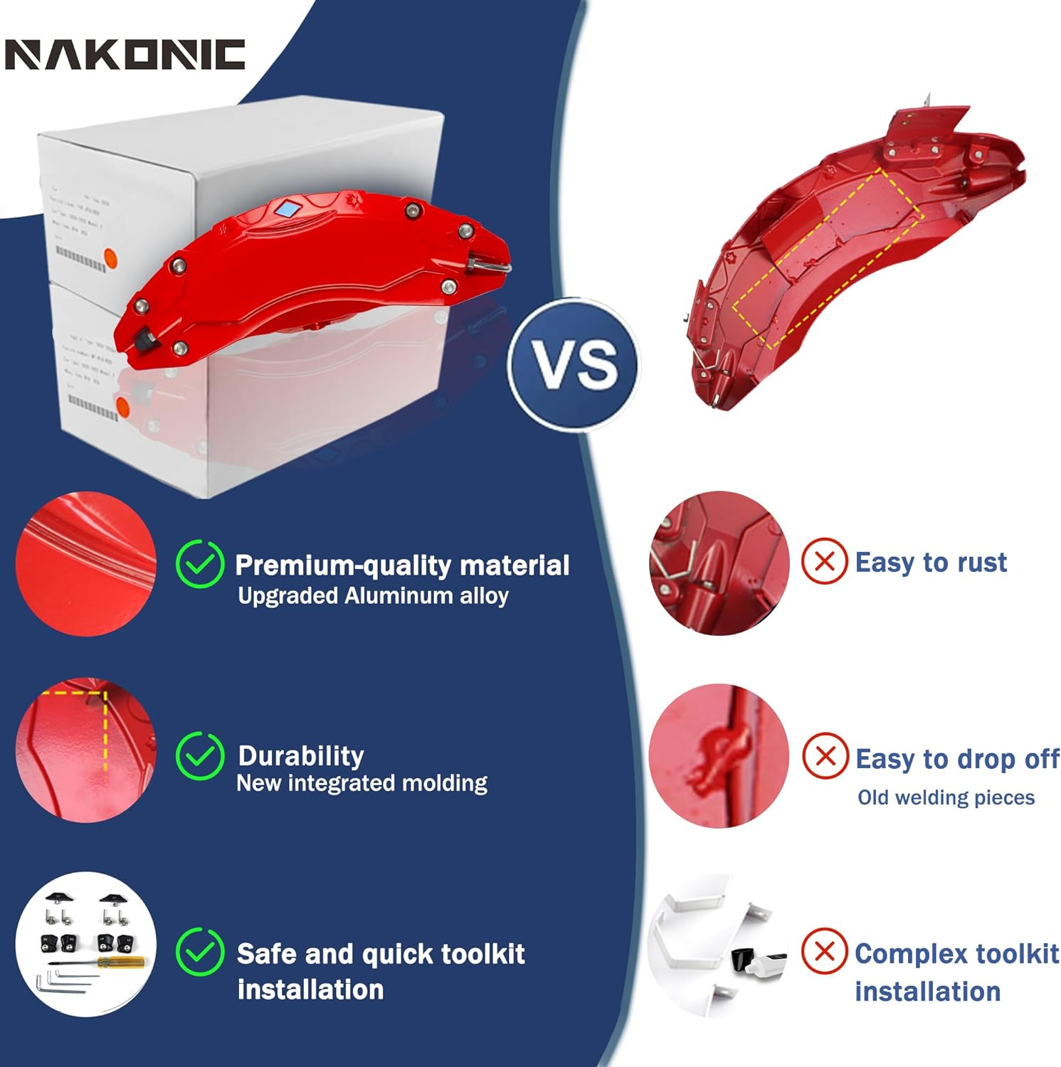 Caliper Covers Set of 4 Compatible with Model Y 2021-2024 Accessories,19 Inch 20 Inch Wheel Hub Fit for Model Y Red Yellow Brake Caliper Covers without Stickers(Not FIT Model 3) image number 2
