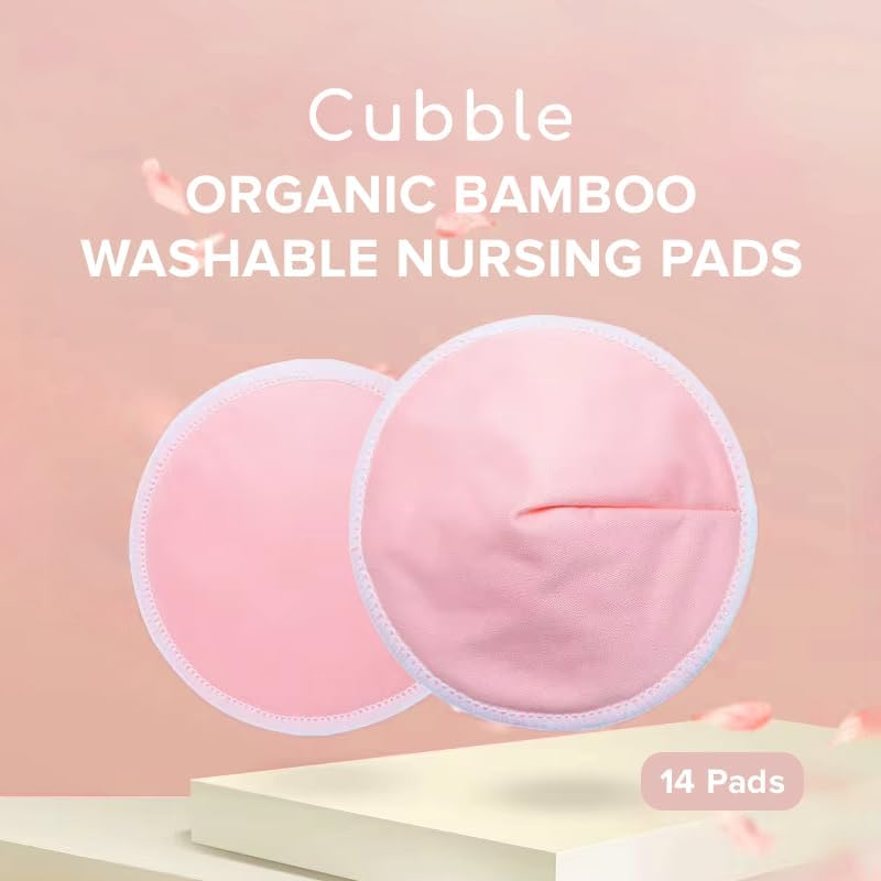 Washable Organic Bamboo Nursing Pads, Reusable Nursing Breast Pads, Washable Breastfeeding Nipple Pads, Leak-Proof | 14 Pack (7 Pairs) with 1 Laundry Bag and 1 Storage Bag (Multi-Colored) image number 2