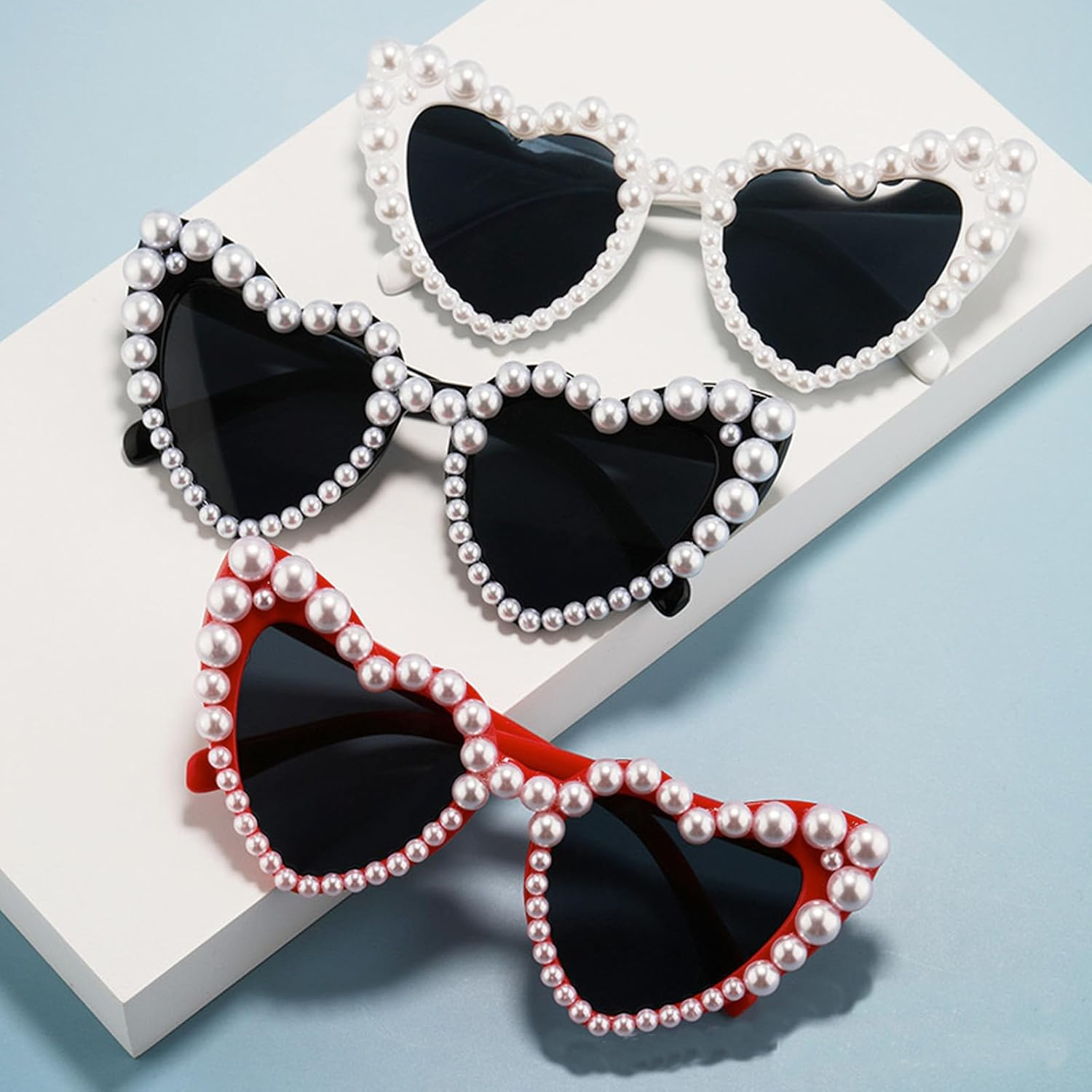 2024 NEW Love Heart Sunglasses Party Sunglasses Cat Eye Sun Glasses Heart Shaped Sunglasses Party Fancy Dress Costume Accessories for Women Men Kids Toddler Party Decorations Supplies image number 4