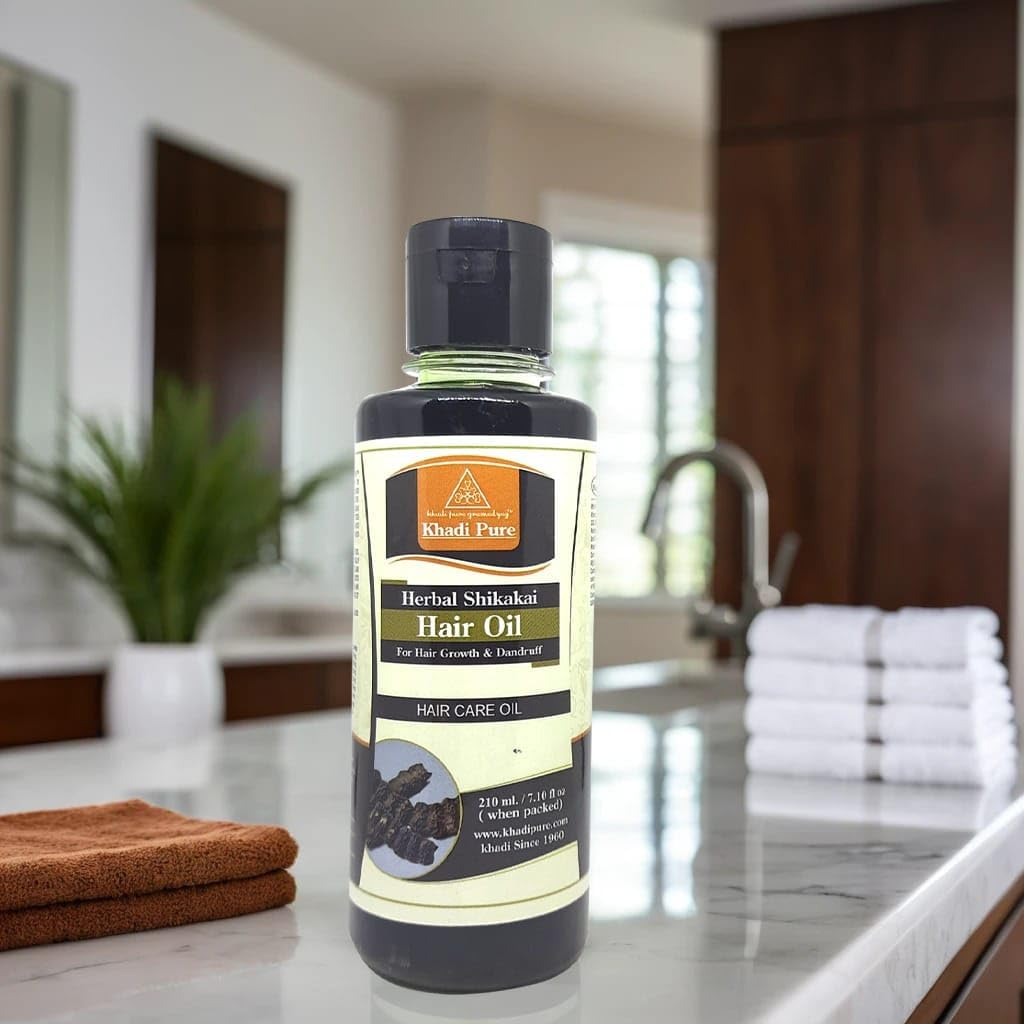 Khadi Pure Bhringraj Root Sls & Shikakai Hair Oil, 210 Ml (Pack of 4) image number 1