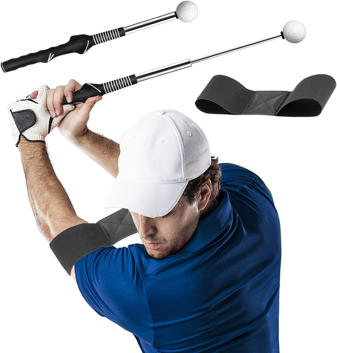 Golf Swing Training Aid, Stretchable Golf Swing Trainer Golf Grip Rod for Warm-Up, Indoor Practice, Golf Stick Improve Rhythm, Flexibility, Balance, Tempo and Strength for Chipping Hitting image number 6