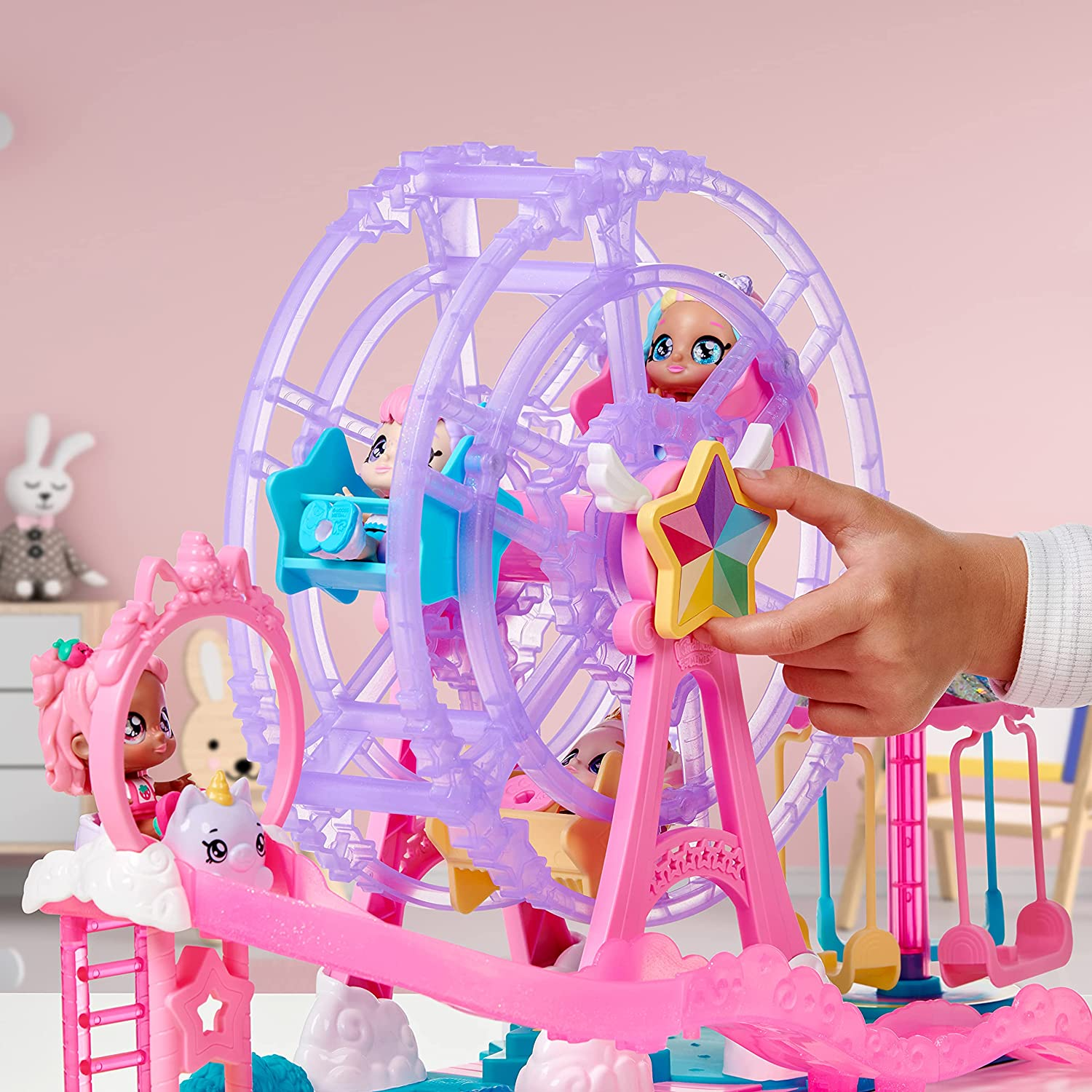 Kindi Kids Minis Collectable Ferris Wheel and Posable Bobble Head Figurine 2Pc image number 2