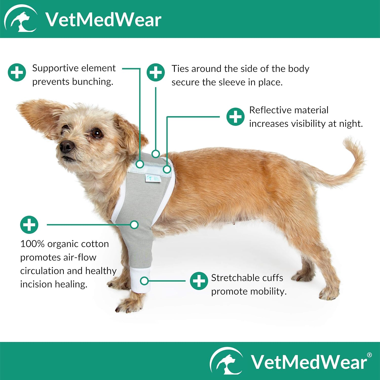 Shoulder Protective Sleeve for Dogs - E-Collar Alternative - after Surgery Wear - for Hot Spots, Wounds, Bandages, and Other Skin Conditions (XXL - Long Sleeve, Teal Green) image number 1