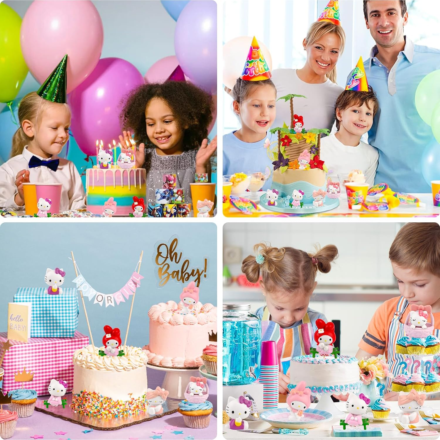 Hello-Kitty Mini Figures, Pack of 6 Hellokitty Cake Decoration, San-Rio Figure Cake Decoration, Cake Topper for Girls Birthday Decoration image number 3