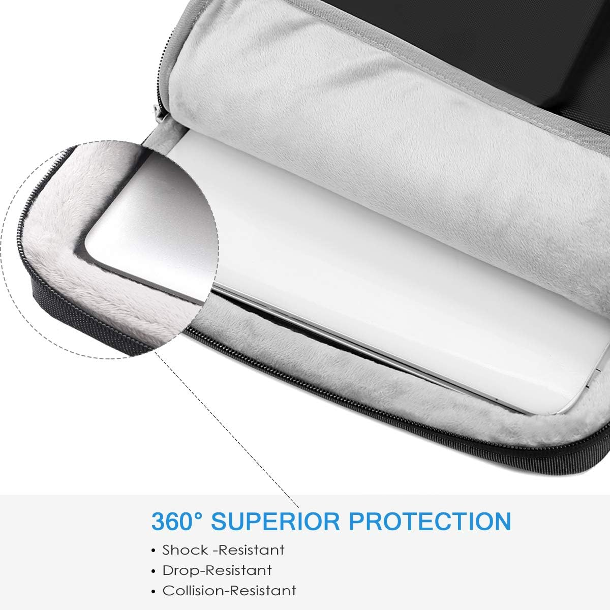 Lacdo 15.6 Inch 360&deg; Protective Laptop Messenger Shoulder Bag for 15.6" Acer Aspire 5, Lenovo Ideapad V145, Asus Vivobook 15, Msi Gl66, Hp Elitebook 850, Dell Inspiron Notebook Water Repellent, Black