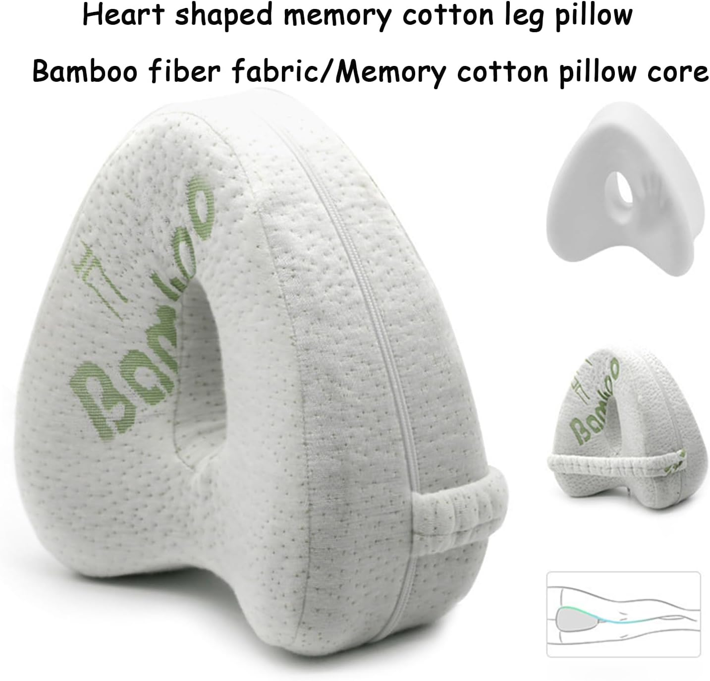 Bamboo Fiber Shaped Memory Foam Leg Pillow for Home Use, Dormitory, Pregnant Women - Leg Pillow with Memory Foam Core to Improve Leg Shape, Knee Pillow for Side Sleepers image number 4