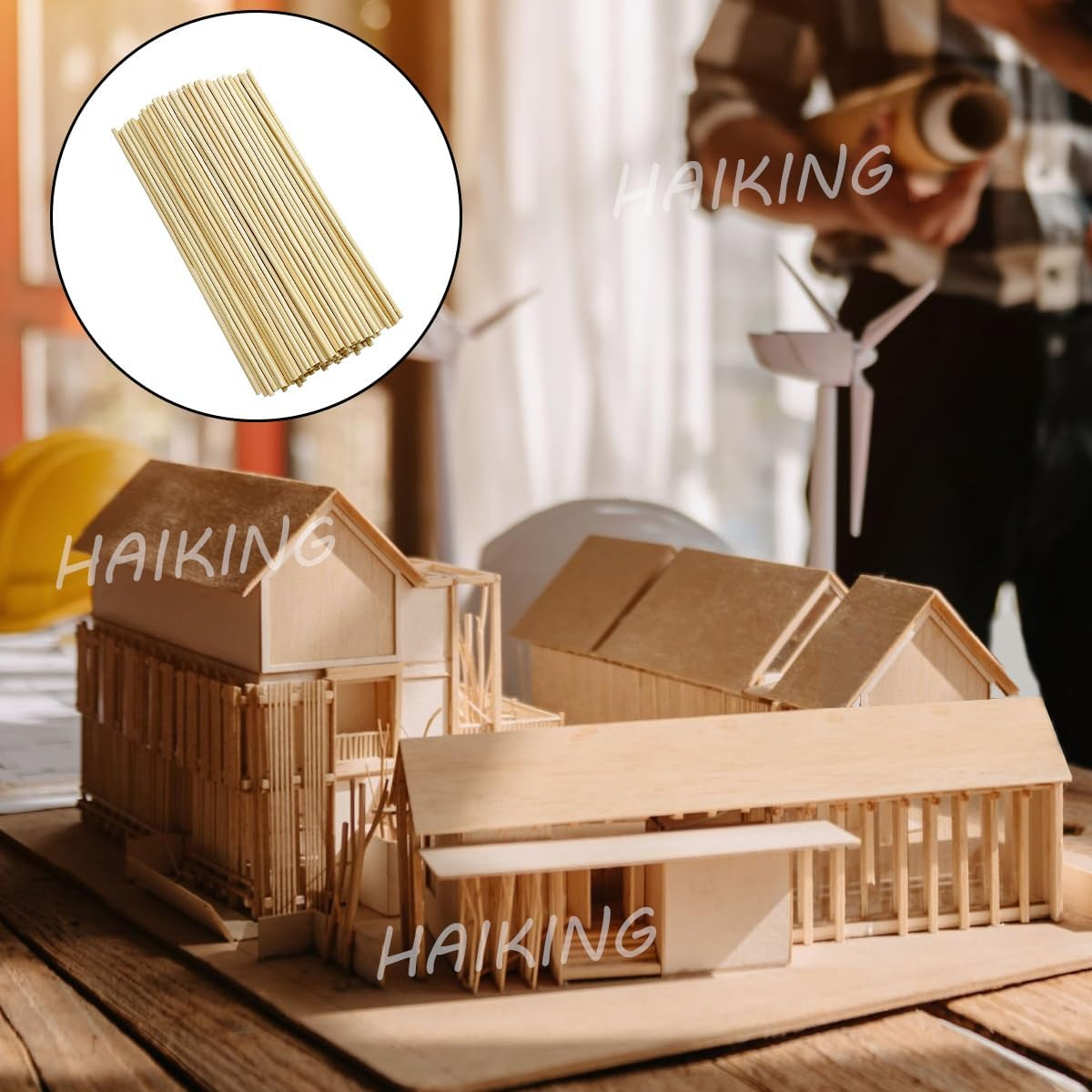 HAIKING Bamboo Dowel Rods, 100 PCS round Unfinished Wooden Craft for Craft Building Models, Garden Supplies (20Cm/7.87In)